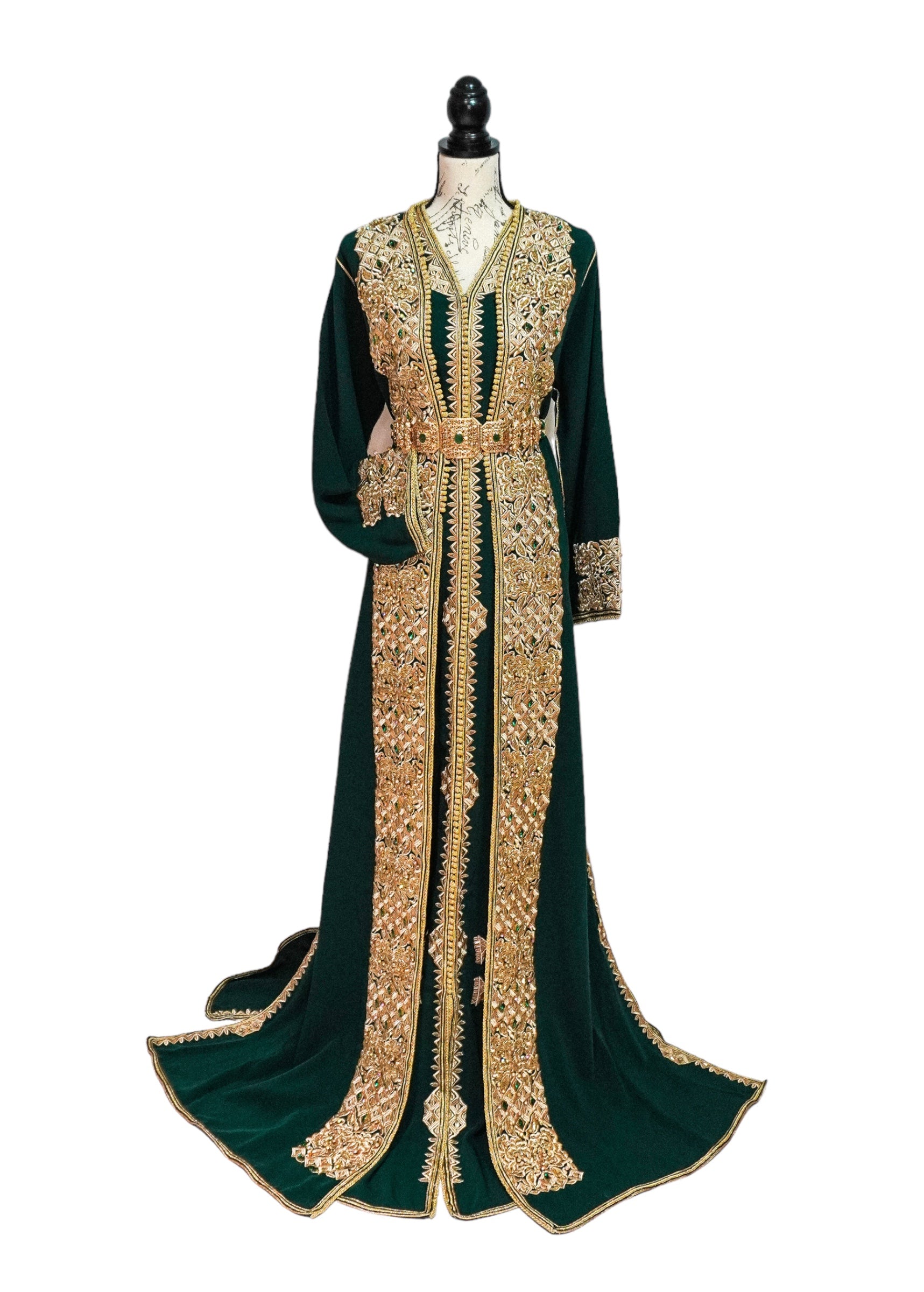 Green Embroidered Caftan