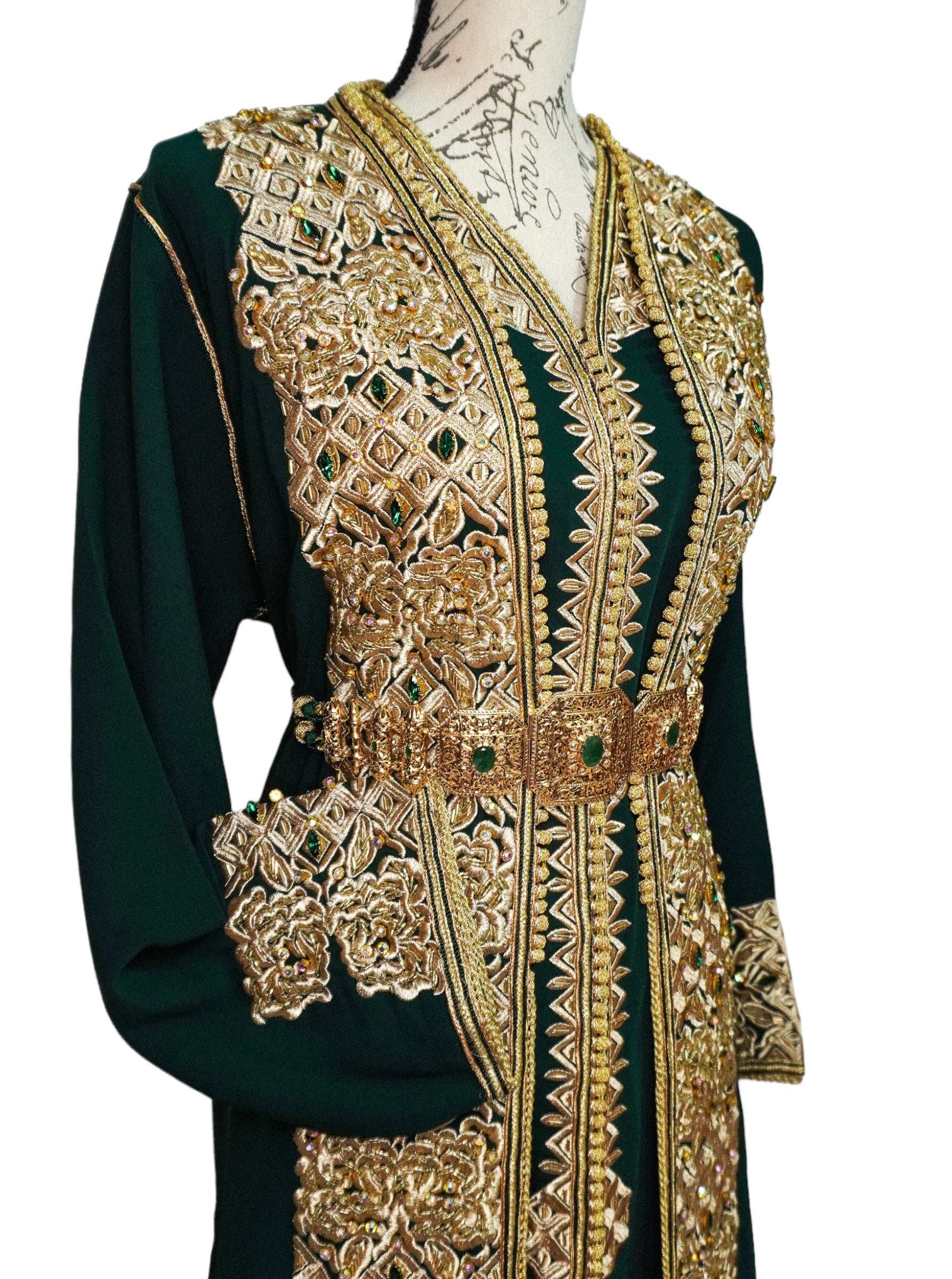 Green Embroidered Caftan