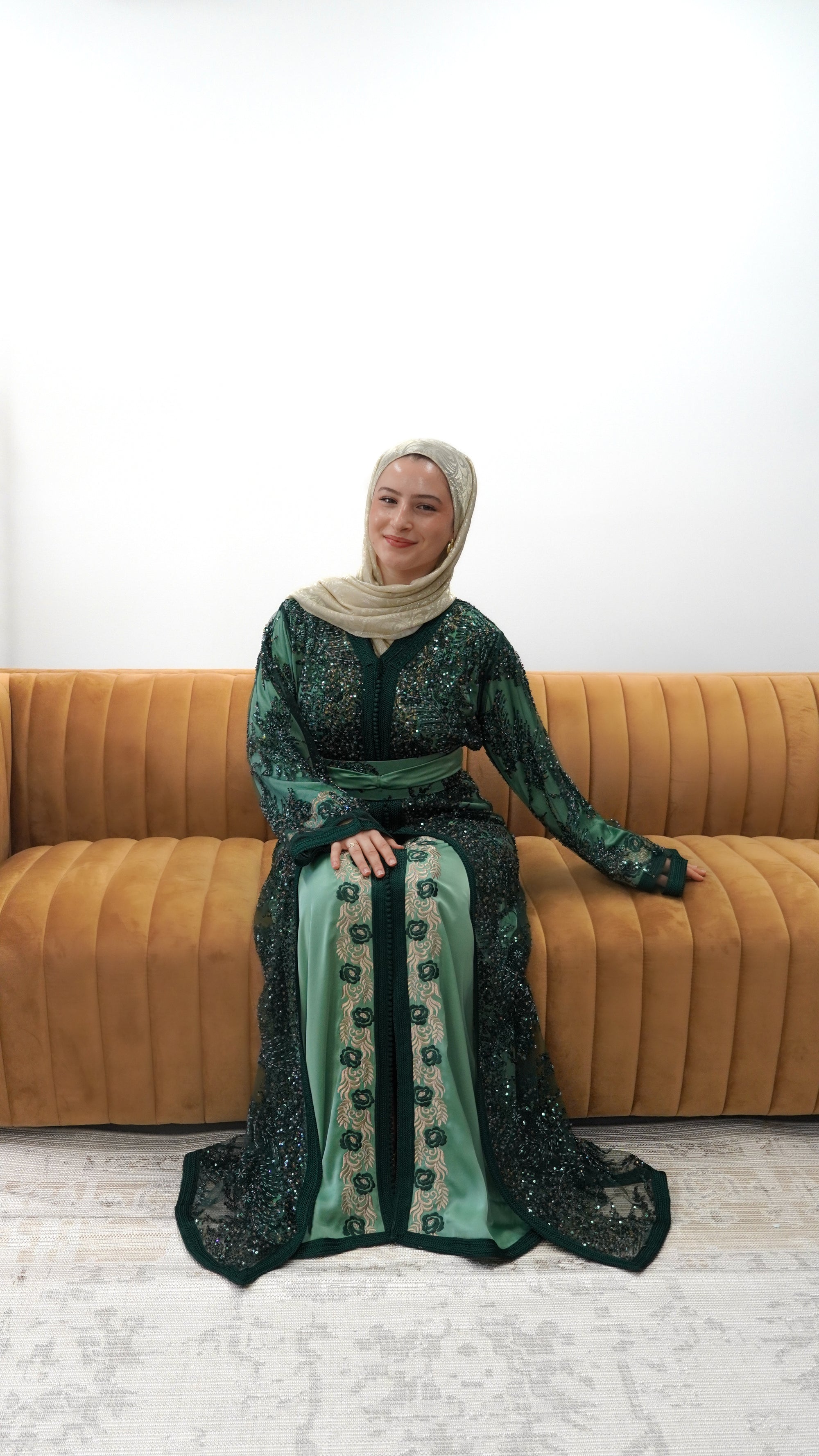 Green Elegance Two-Piece Caftan