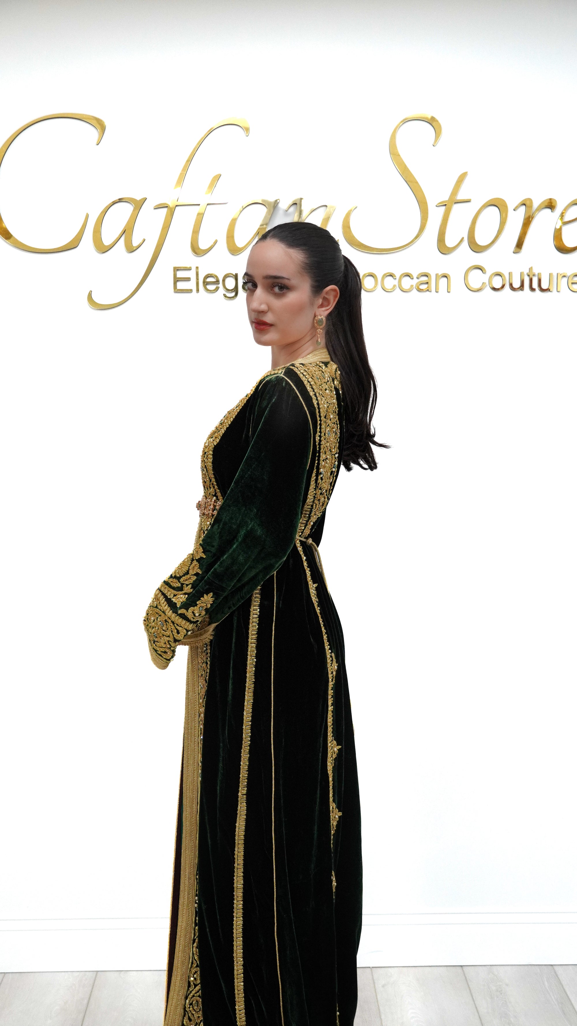 Royal Green Silk Velvet Caftan