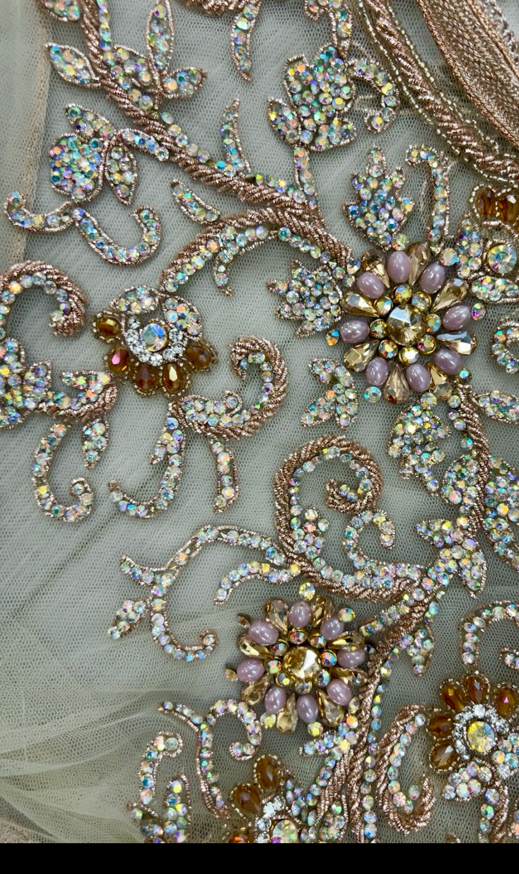 Sage Green Moroccan Tulle Takchita with Rose Gold Embroidery