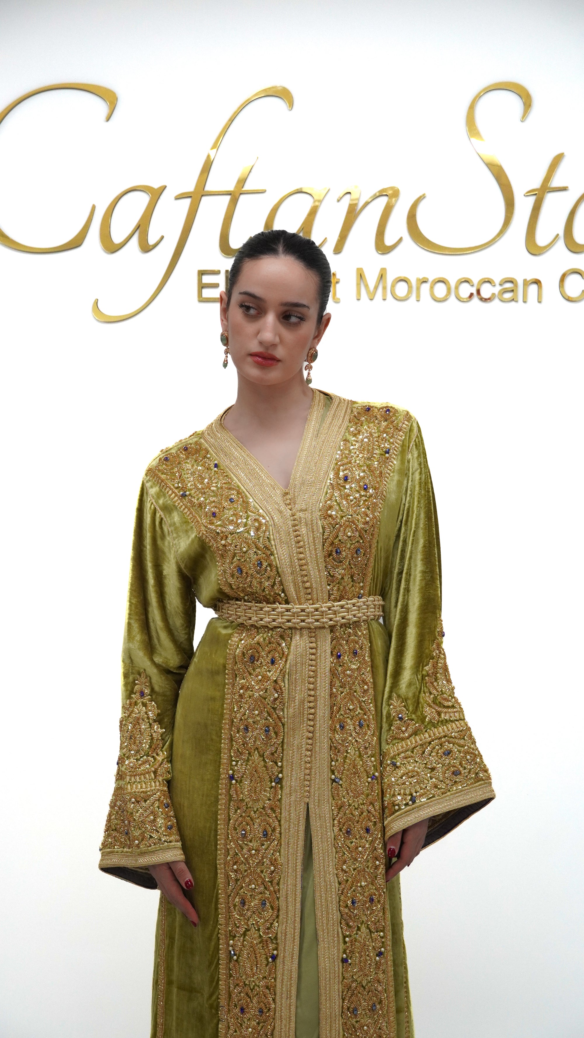 Lime Green Royal Bloom Bridal Caftan