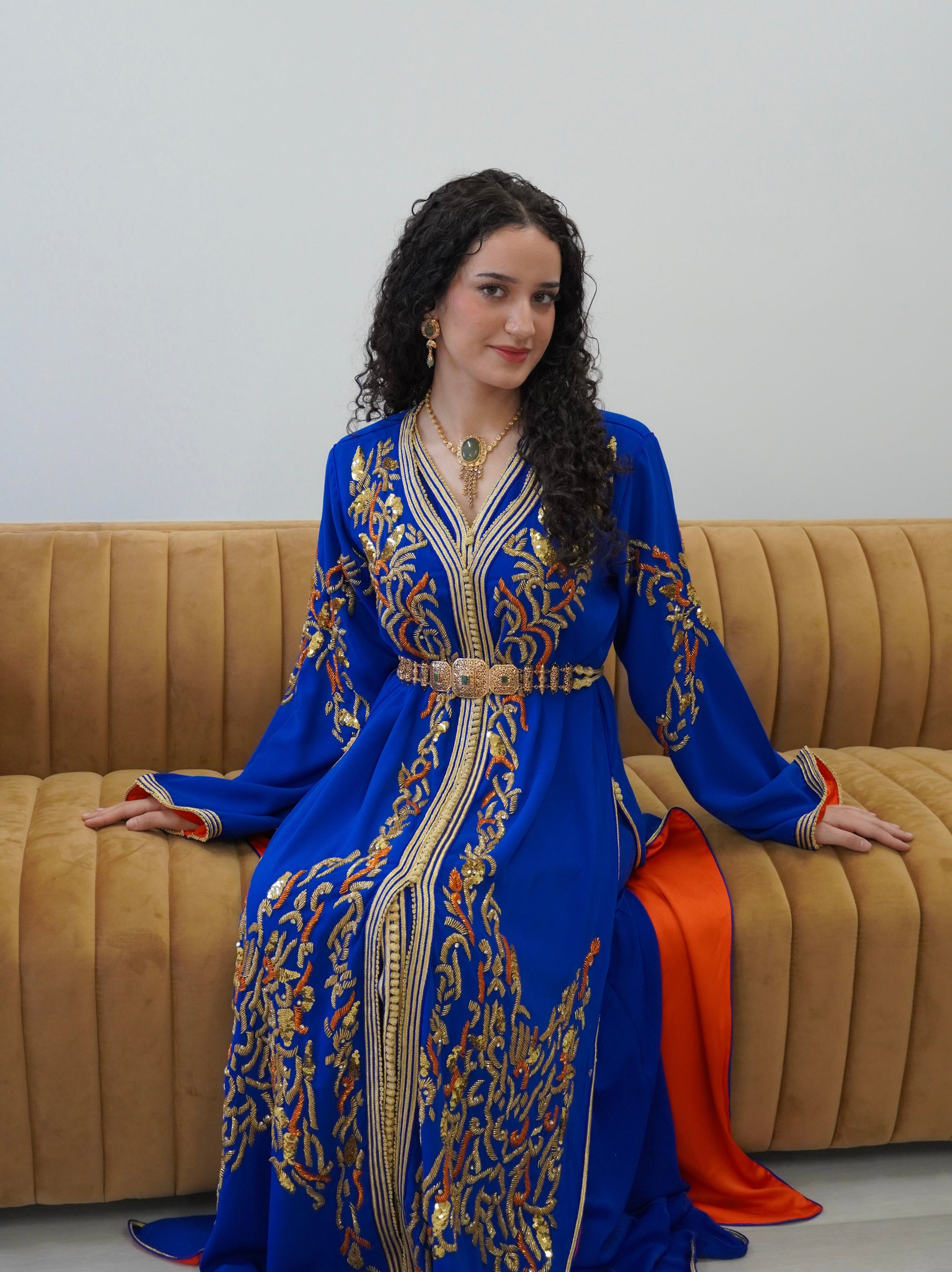 Royal Blue Beaded Caftan