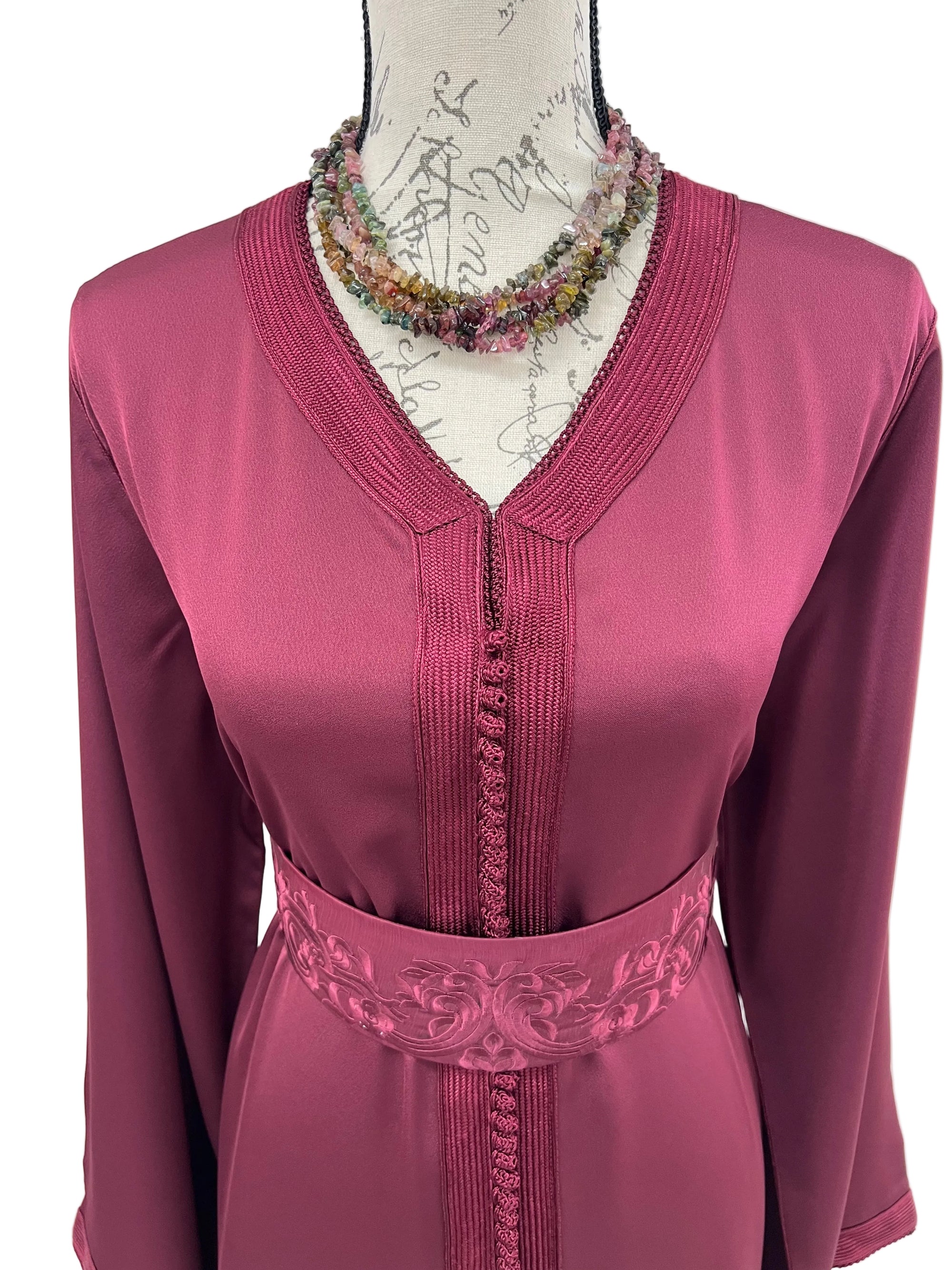 Moroccan Takchita Dress – Burgundy Embroidered Two-piece Wedding Caftan