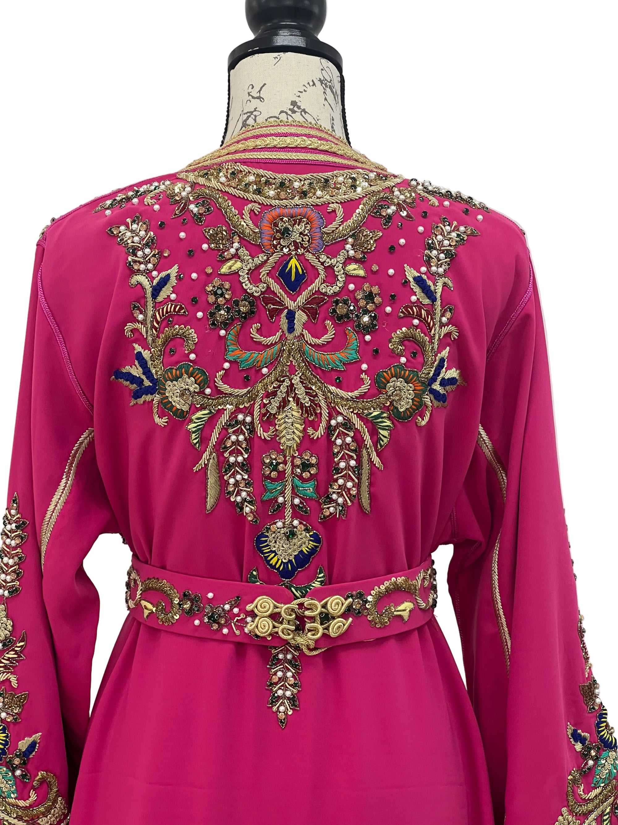 Moroccan Wedding Dress –  Two piece with Gold Embroidery Train