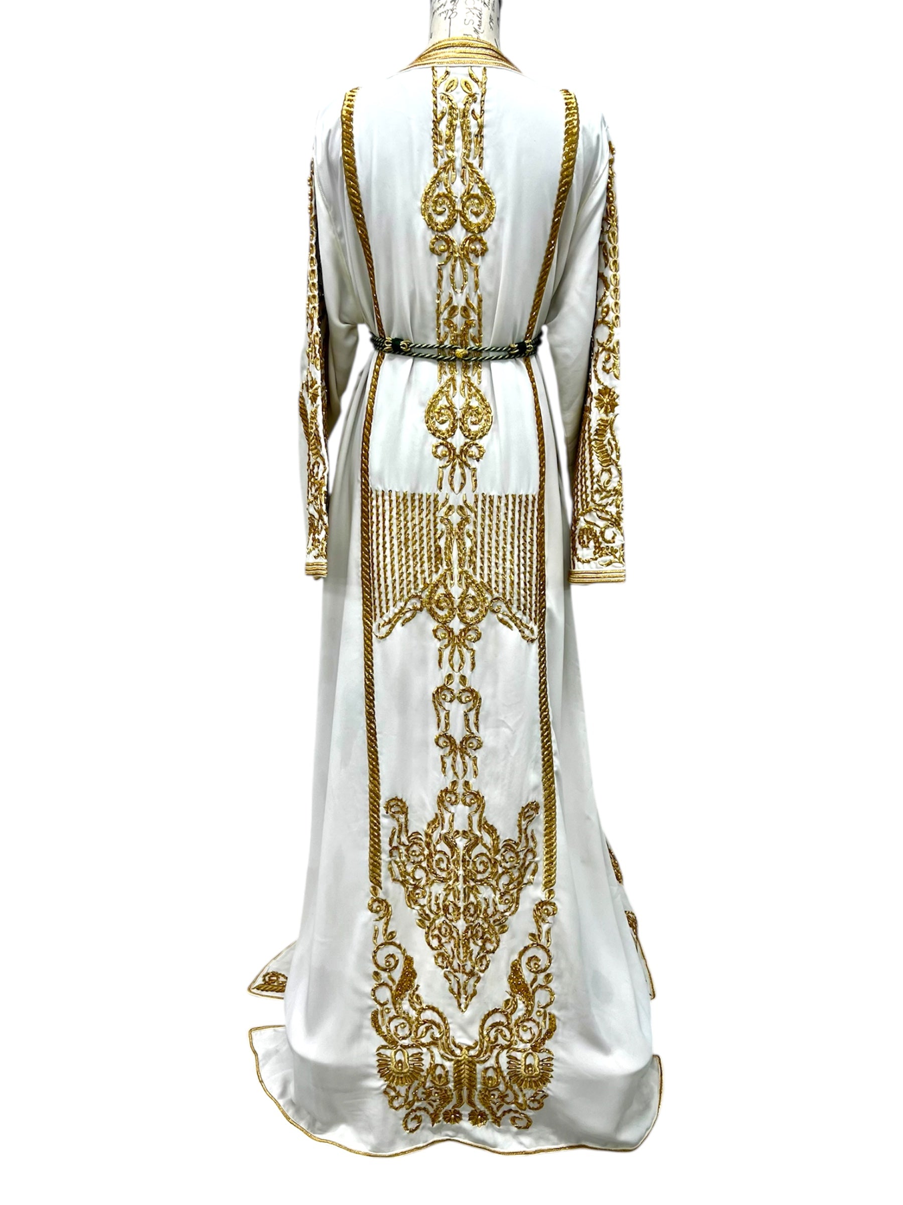 Regal White and Gold Embroidered Bridal Caftan Regal White and Gold Embroidered Bridal Caftan