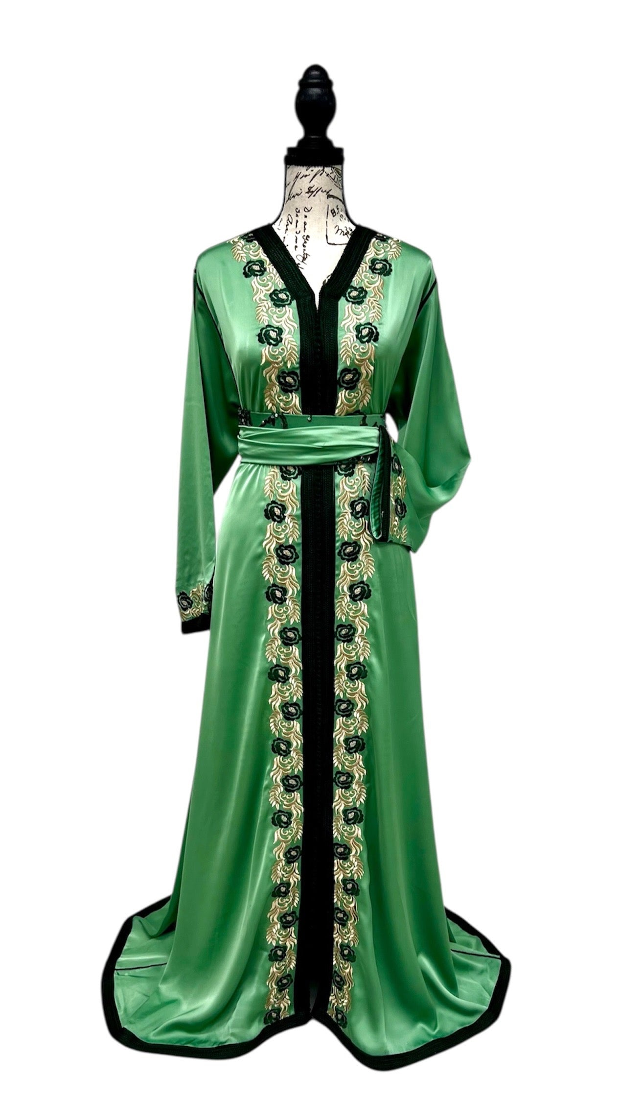 Green Elegance Two-Piece Caftan