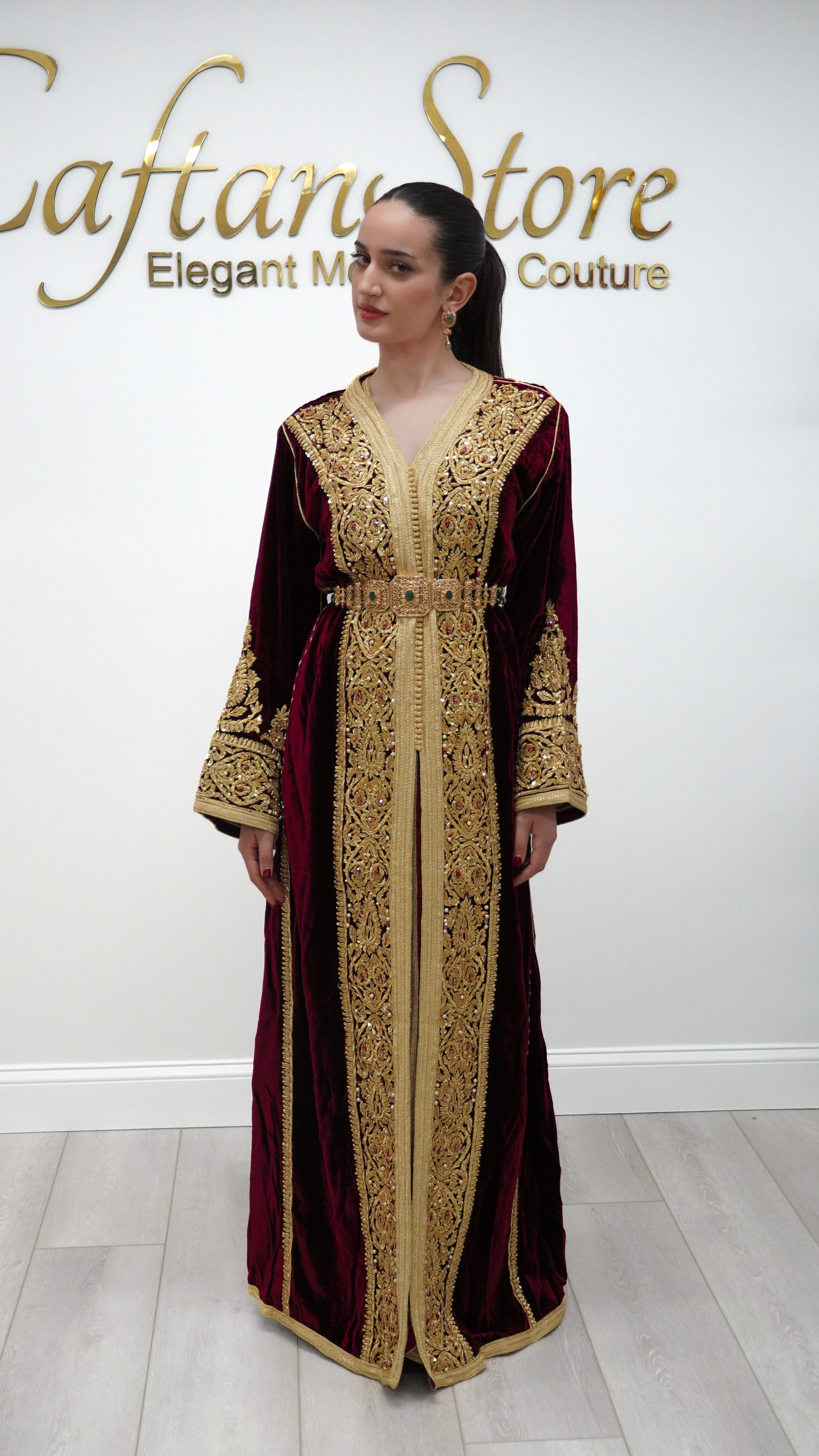 Burgundy Silk Velvet Caftan