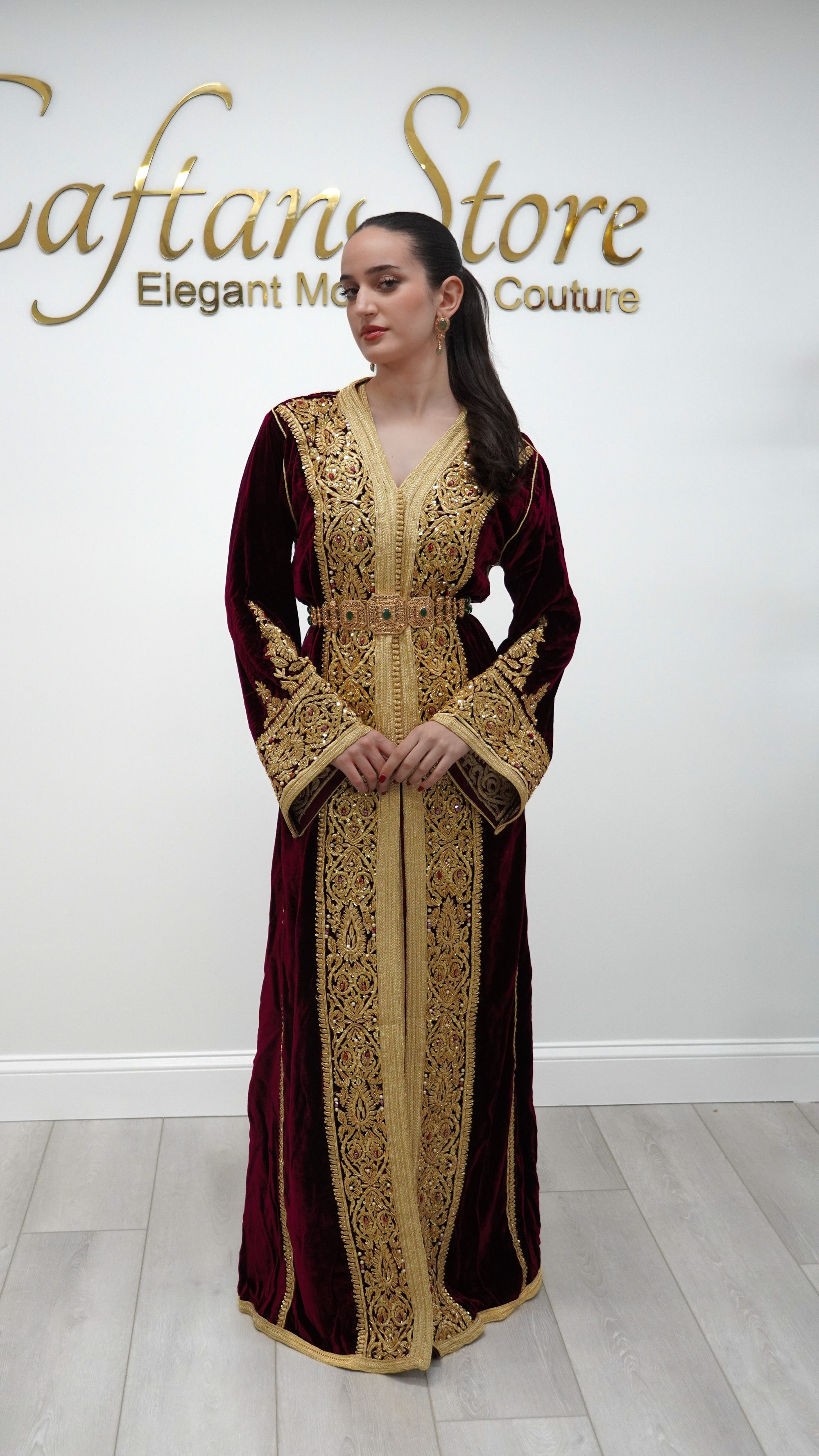 Burgundy Silk Velvet Caftan