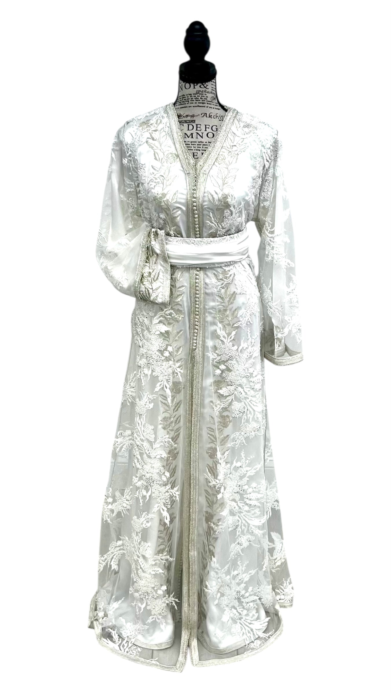 Small Bridal Caftan in Ivory Drap de Soie with Cartier Gold Embroidery