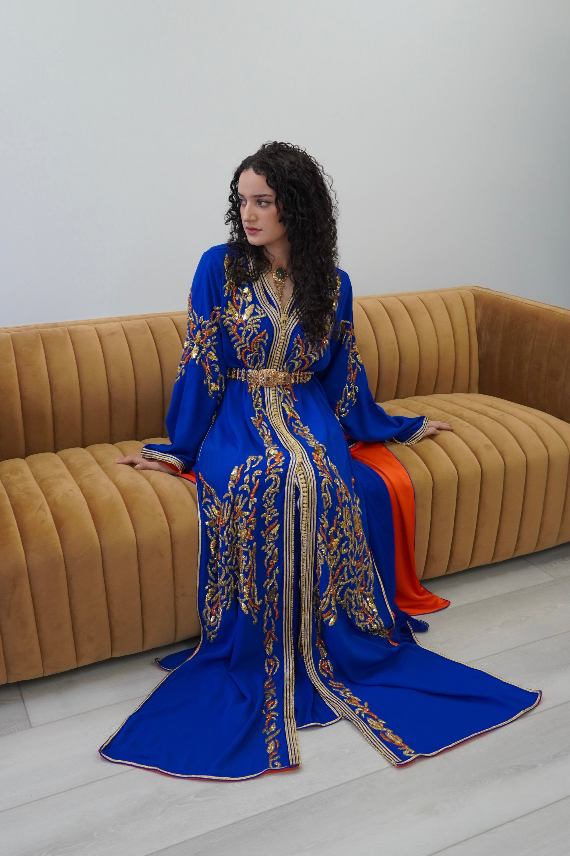 Royal Blue Beaded Caftan