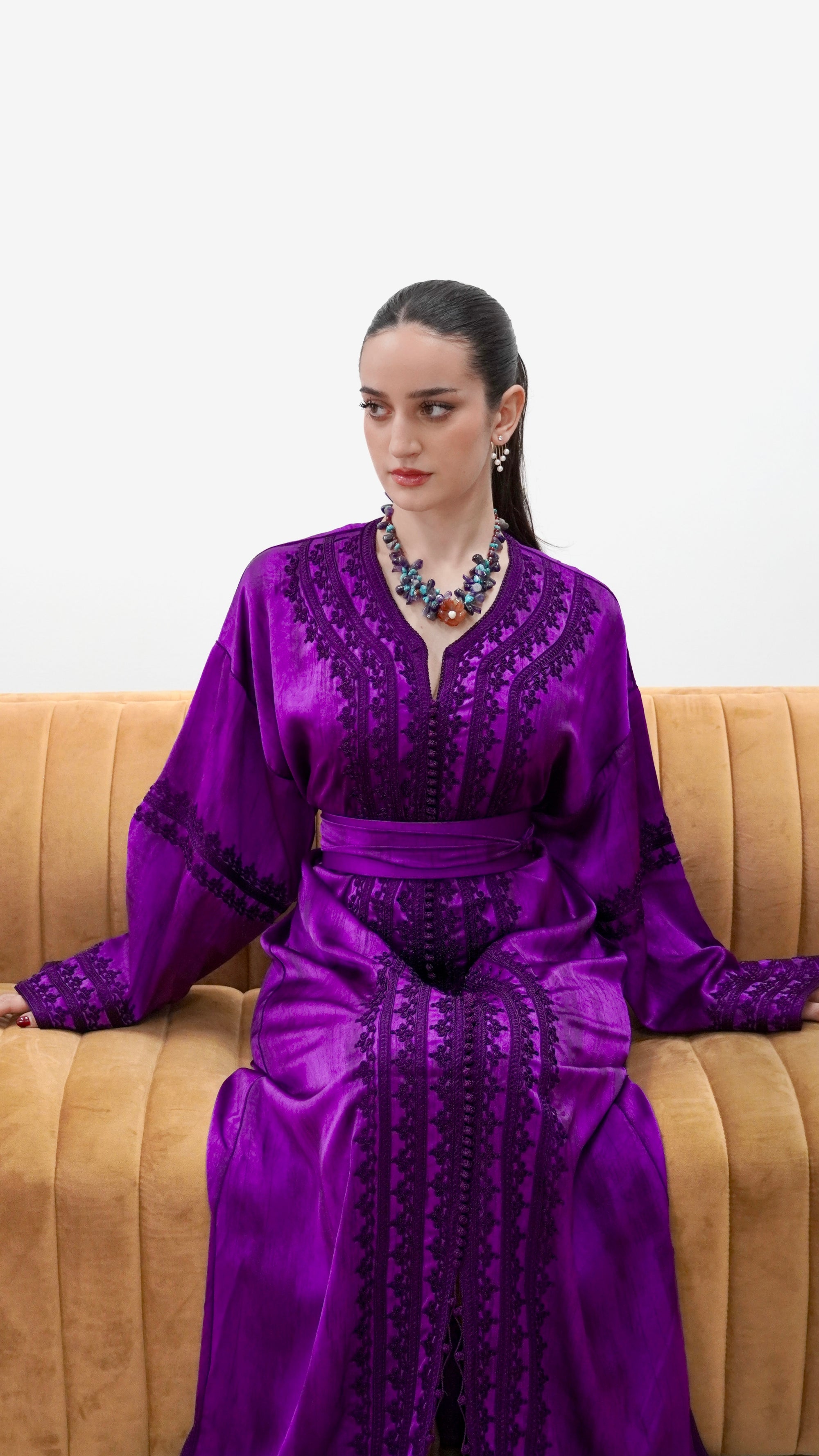 Royal Amethyst Drap de Soie Caftan