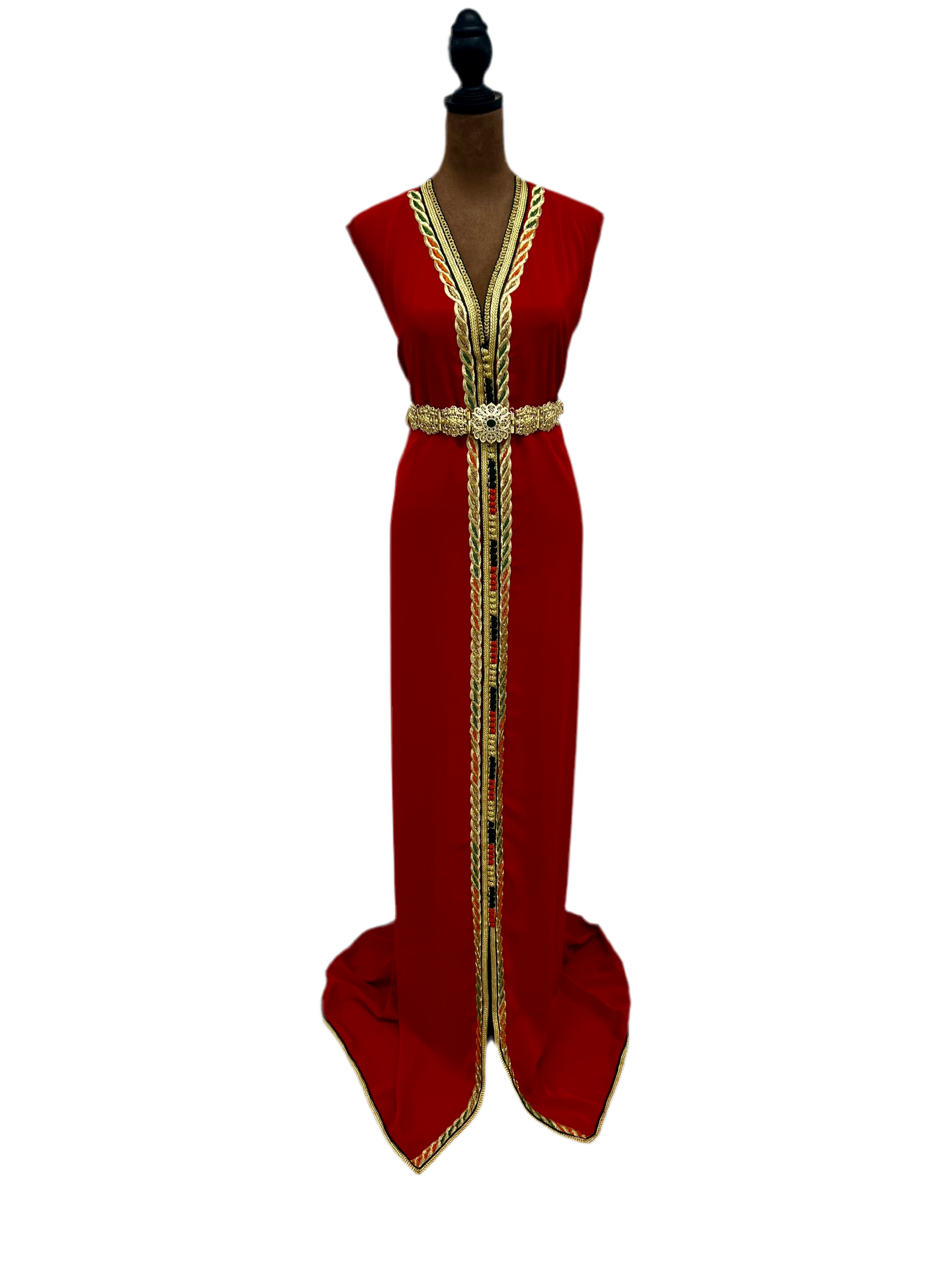 Emerald Green Moroccan Caftan – Two-Piece Satin-Lined