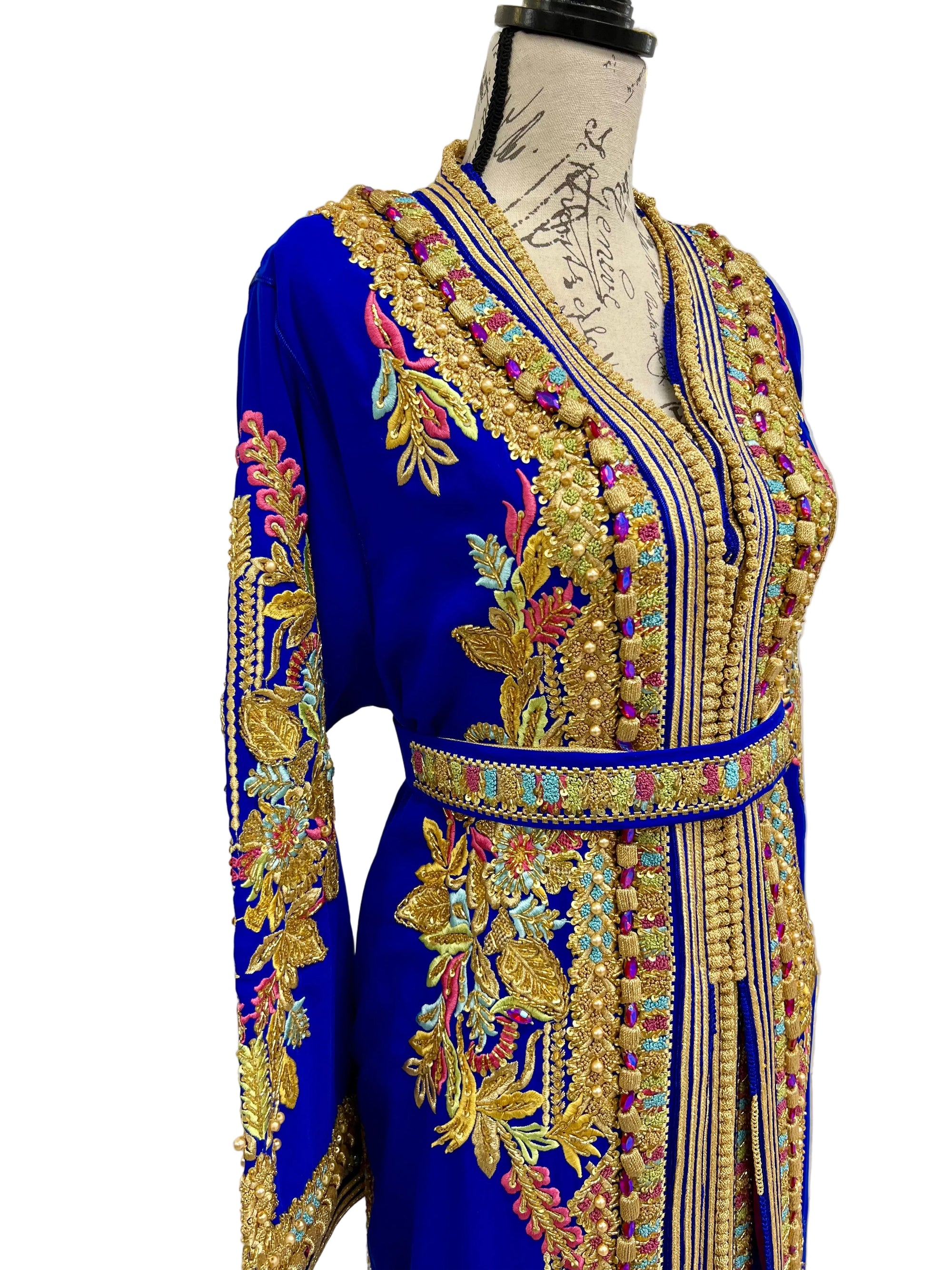 Royal Blue Regal Hand Beaded Caftan