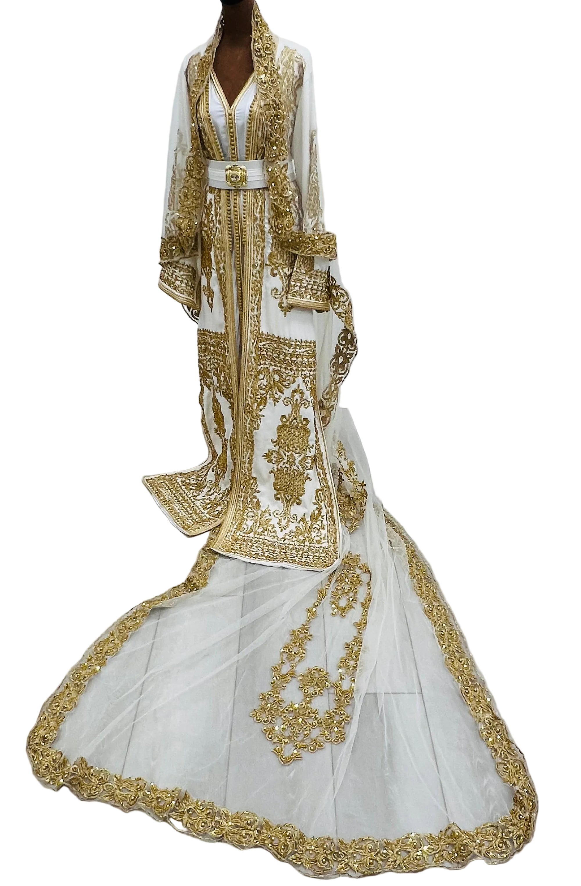 Nour Off-White & Gold Two-Piece Moroccan Bridal Takchita
