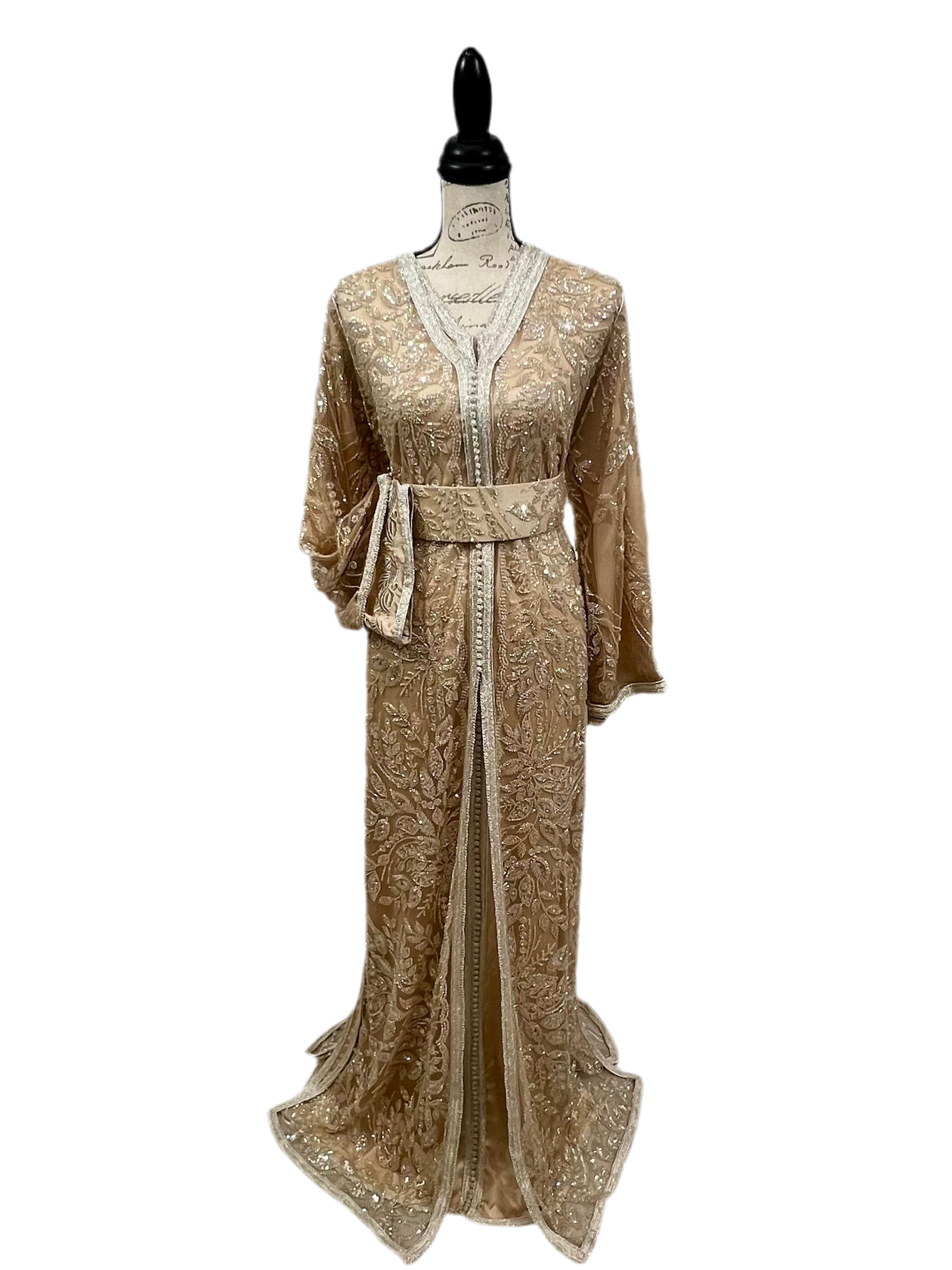 Two Looks in One- Silver & Cream Tulle Caftan