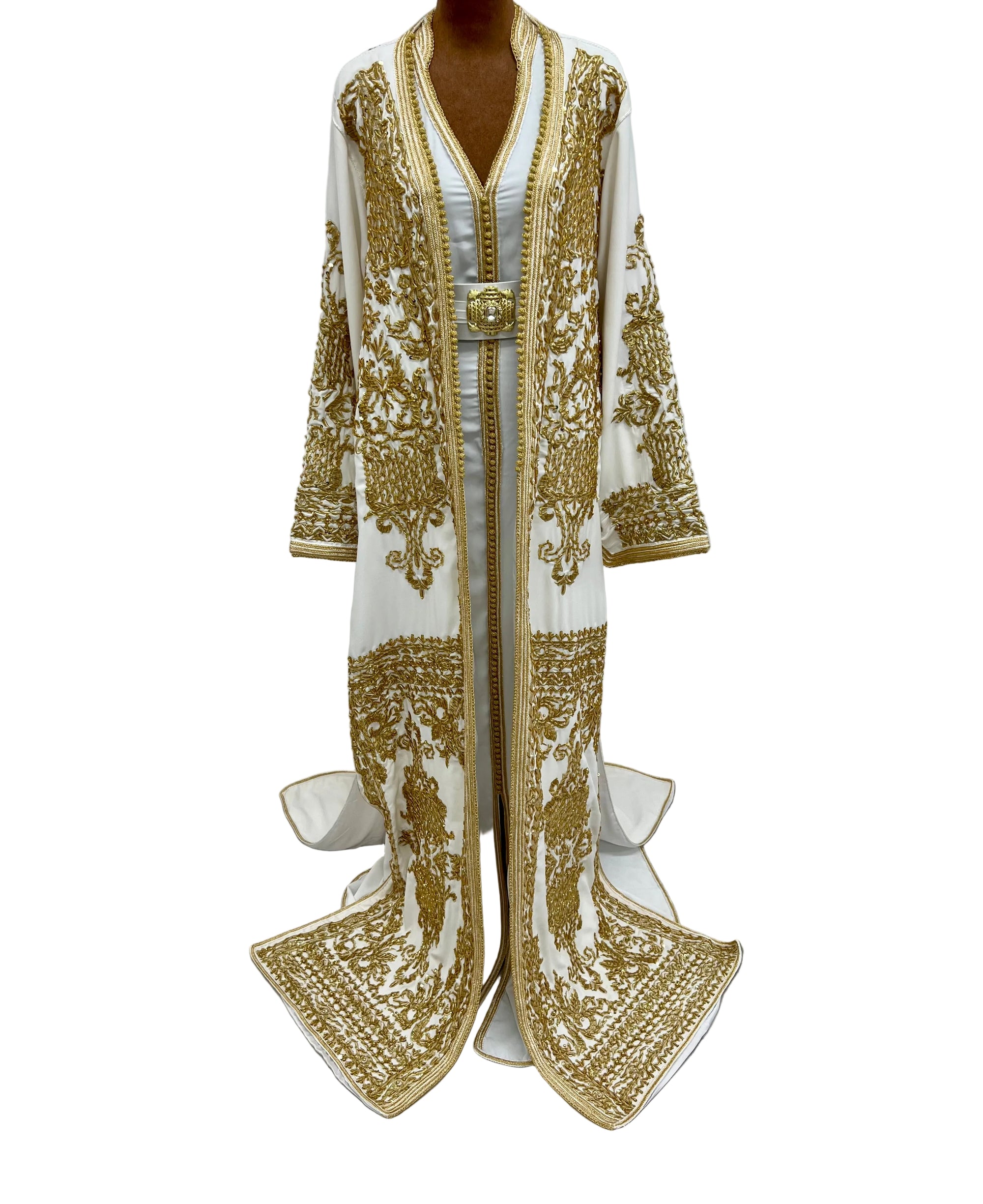 Nour Off-White & Gold Two-Piece Moroccan Bridal Takchita