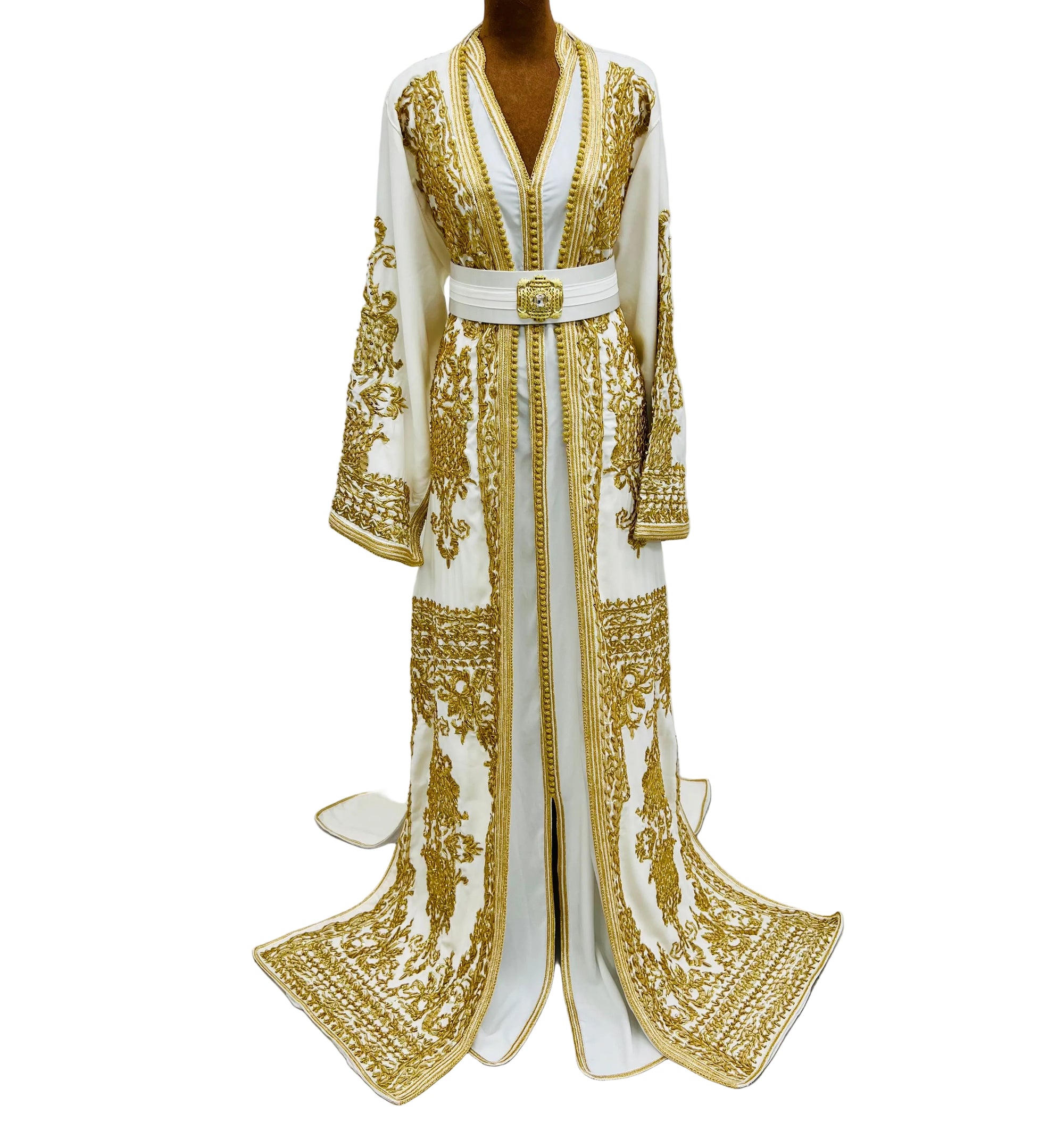 Nour Off-White & Gold Two-Piece Moroccan Bridal Takchita