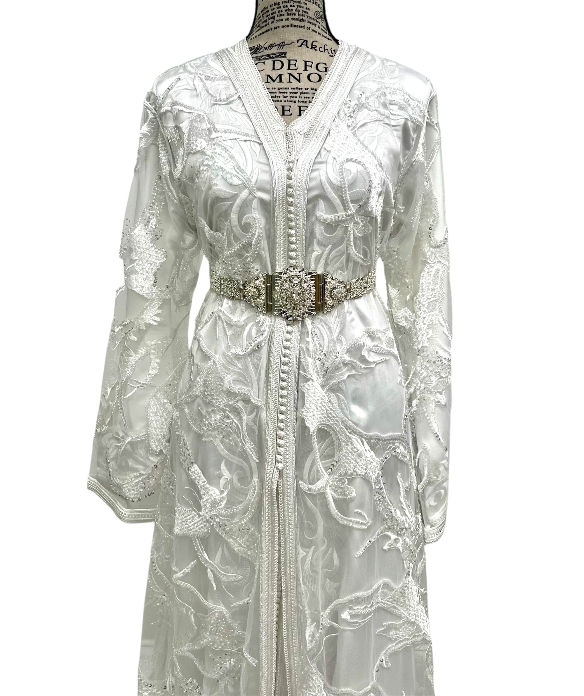 White on White – Embroidered Bridal Caftan Set