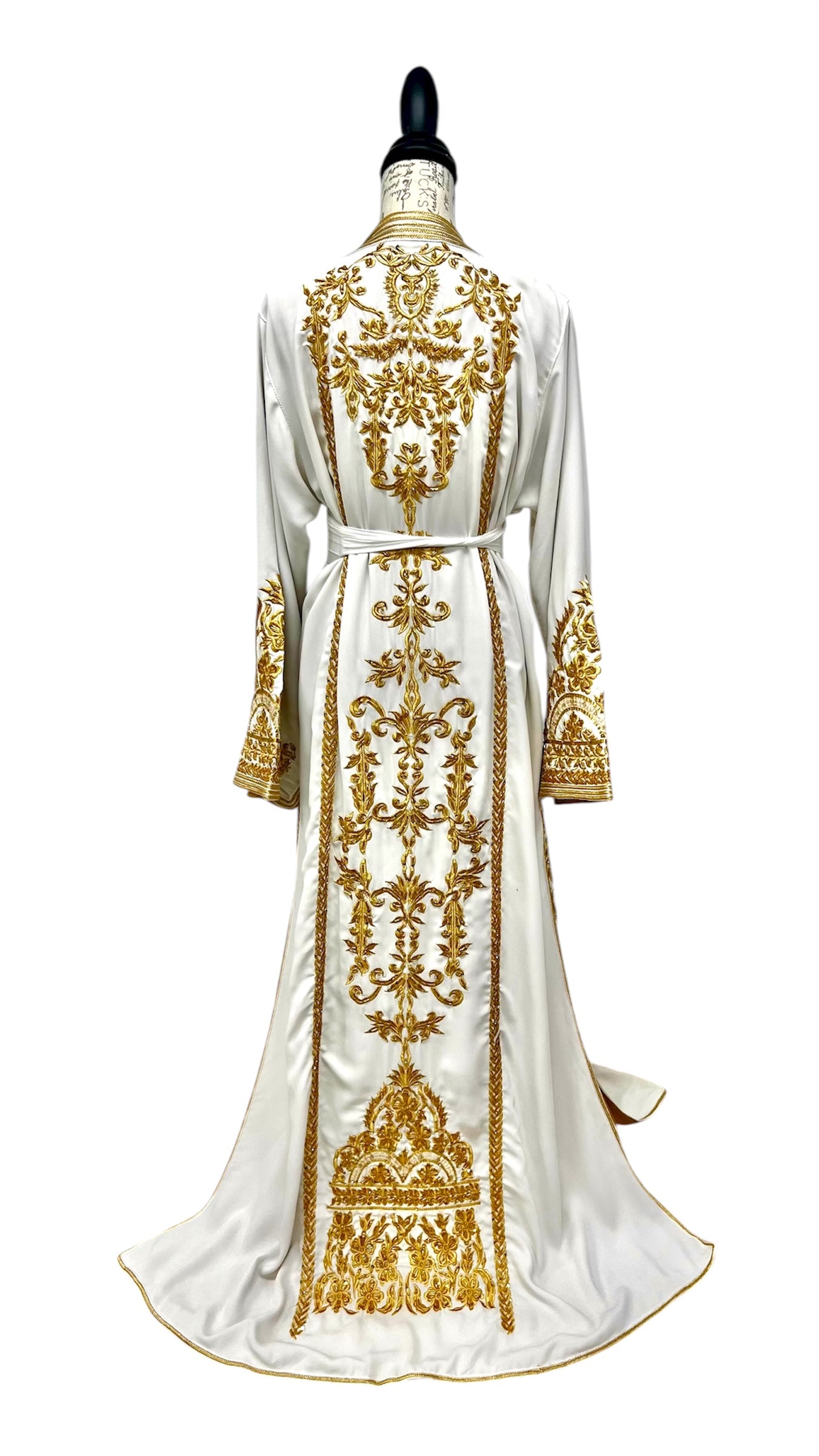 White & Gold Caftan | Fully Embroidered + Beaded