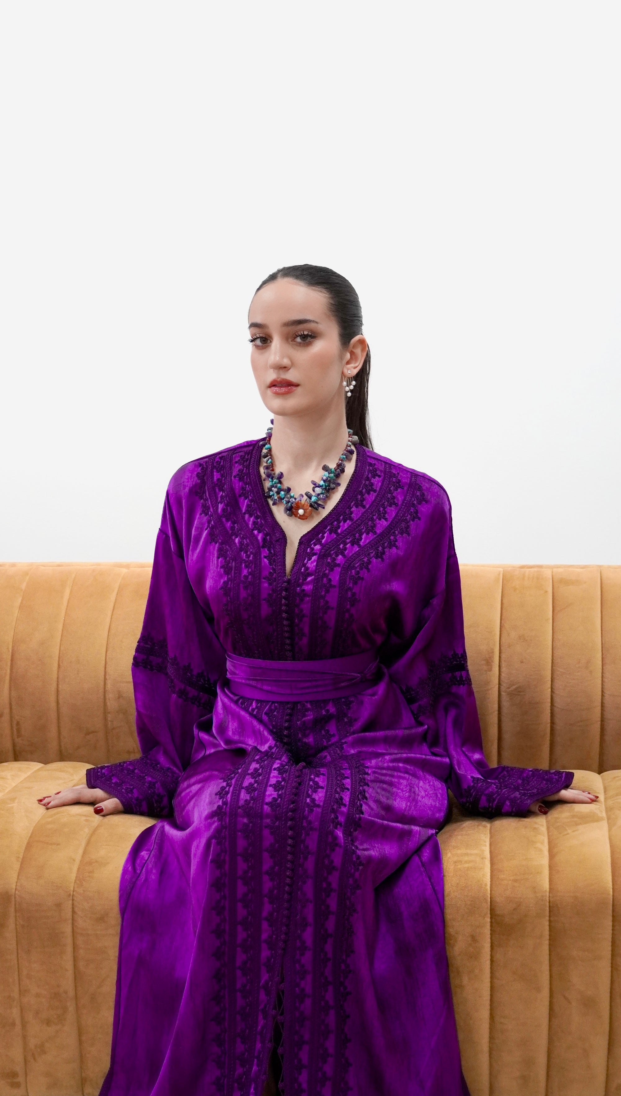 Royal Amethyst Drap de Soie Caftan