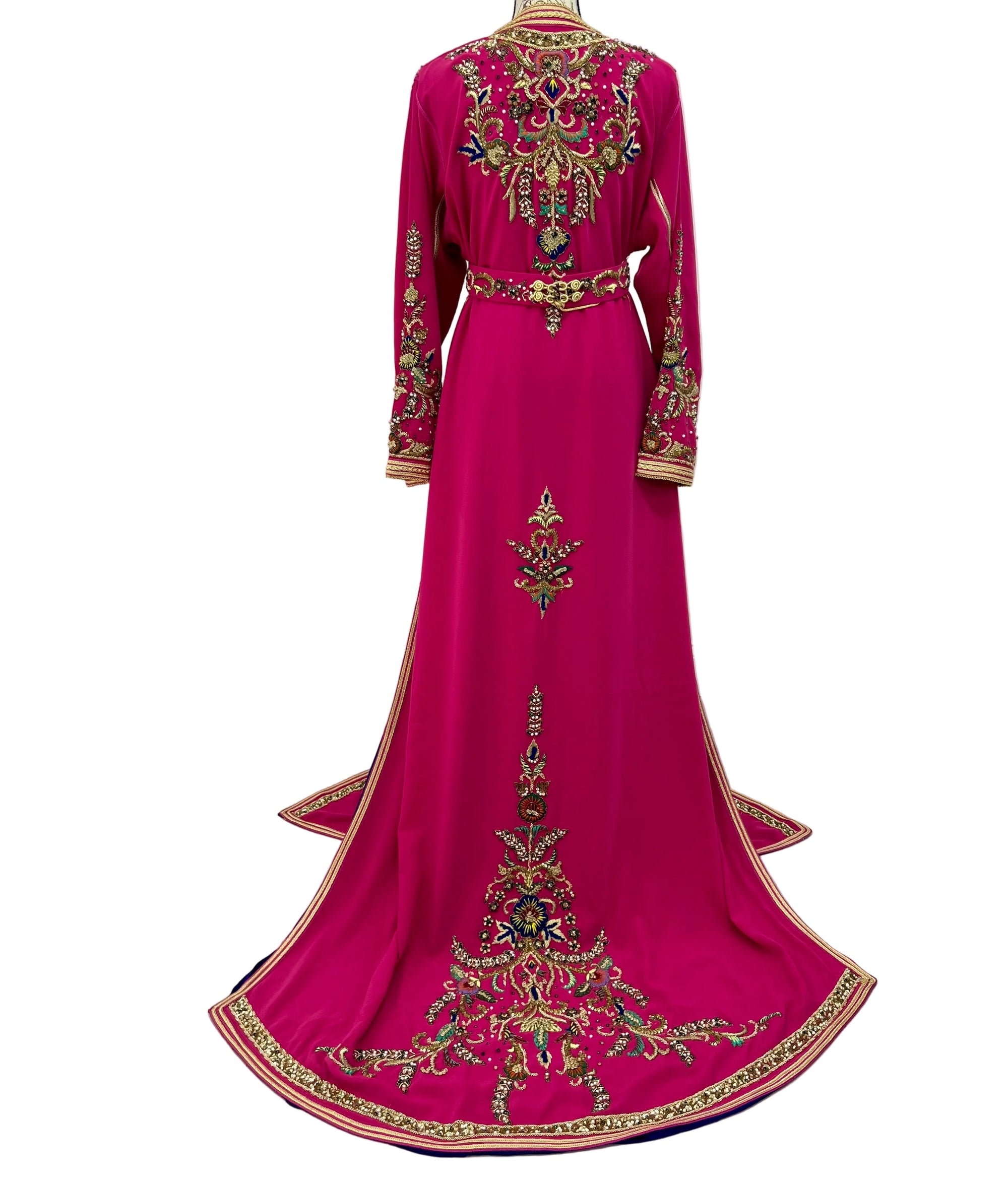 Moroccan Wedding Dress –  Two piece with Gold Embroidery Train