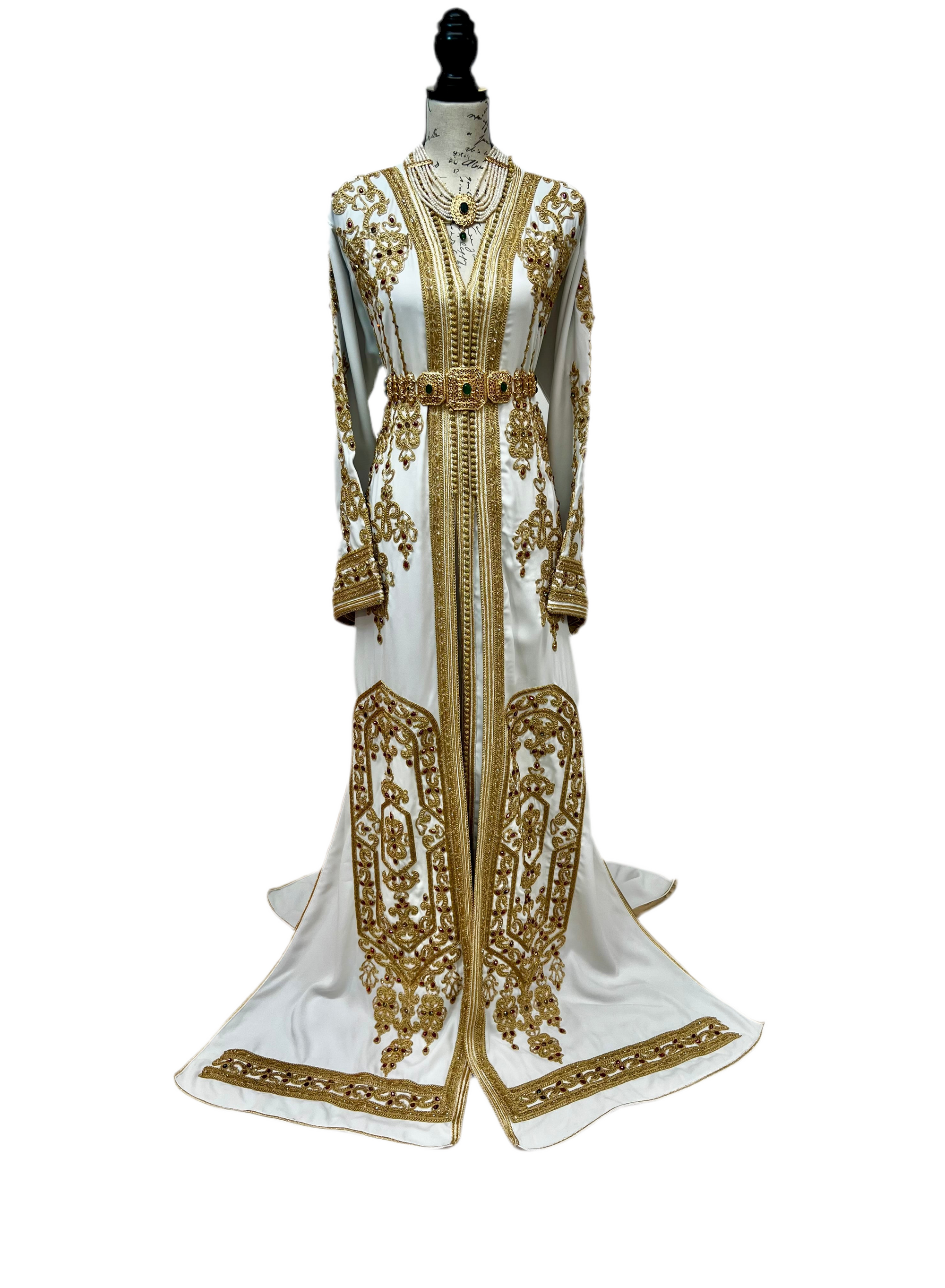 Royal Radiance – White & Gold Bridal Caftan