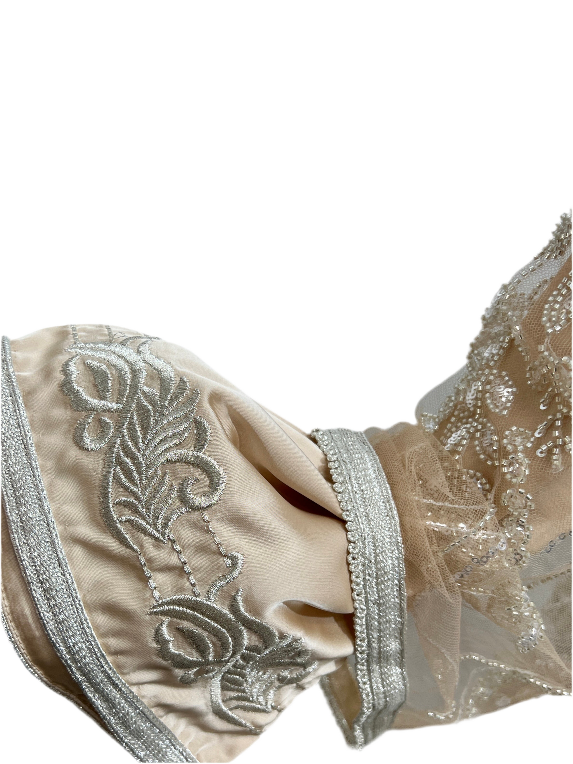 Two Looks in One- Silver & Cream Tulle Caftan