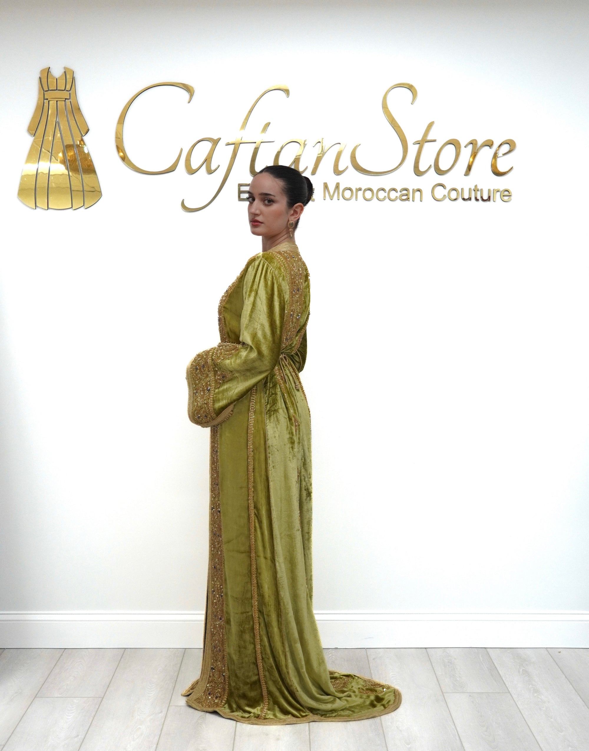Lime Green Royal Bloom Bridal Caftan