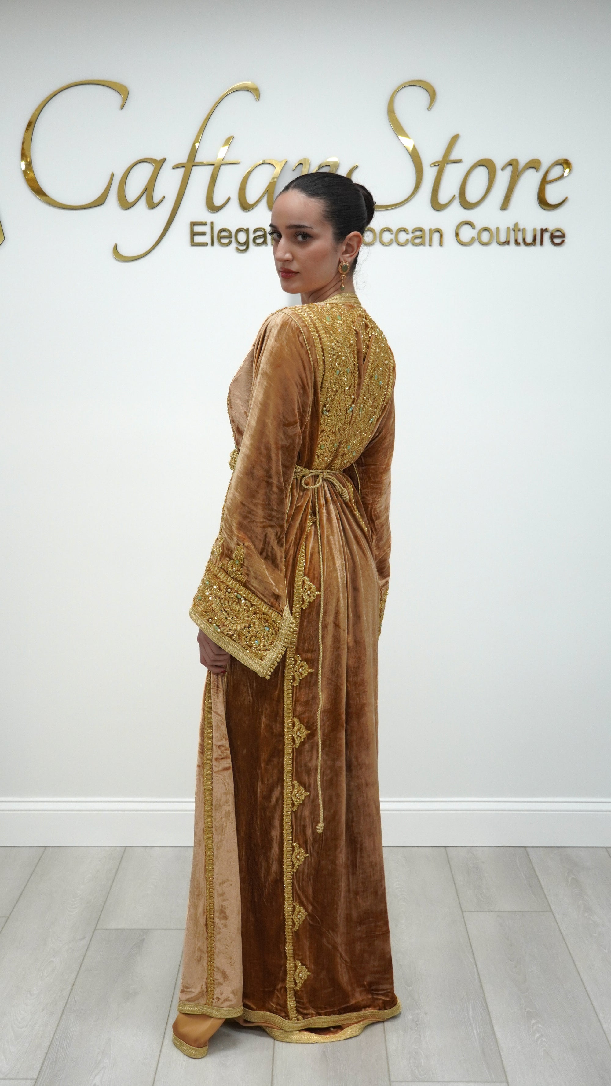 Champagne Gold Silk Velvet Caftan