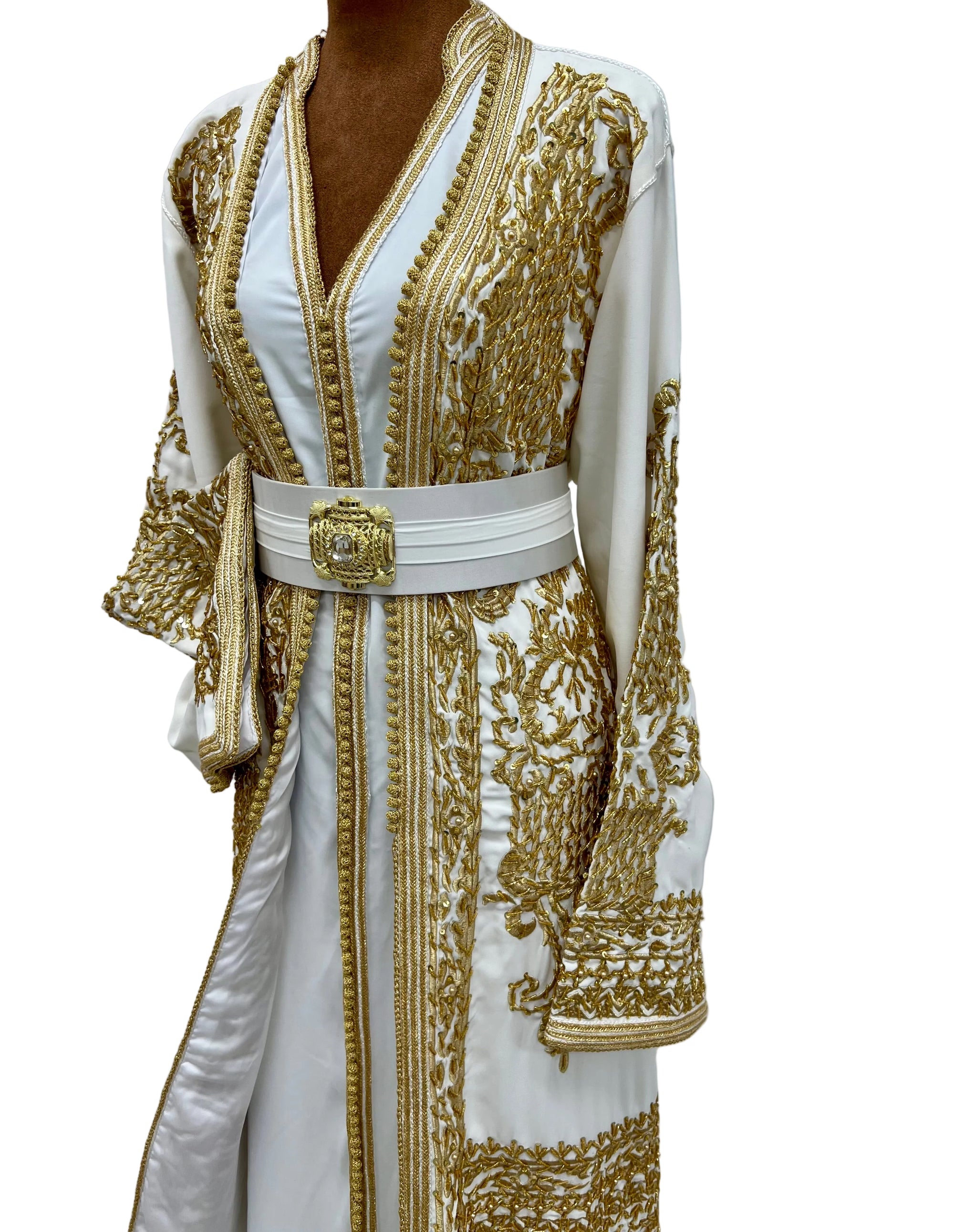 Nour Off-White & Gold Two-Piece Moroccan Bridal Takchita