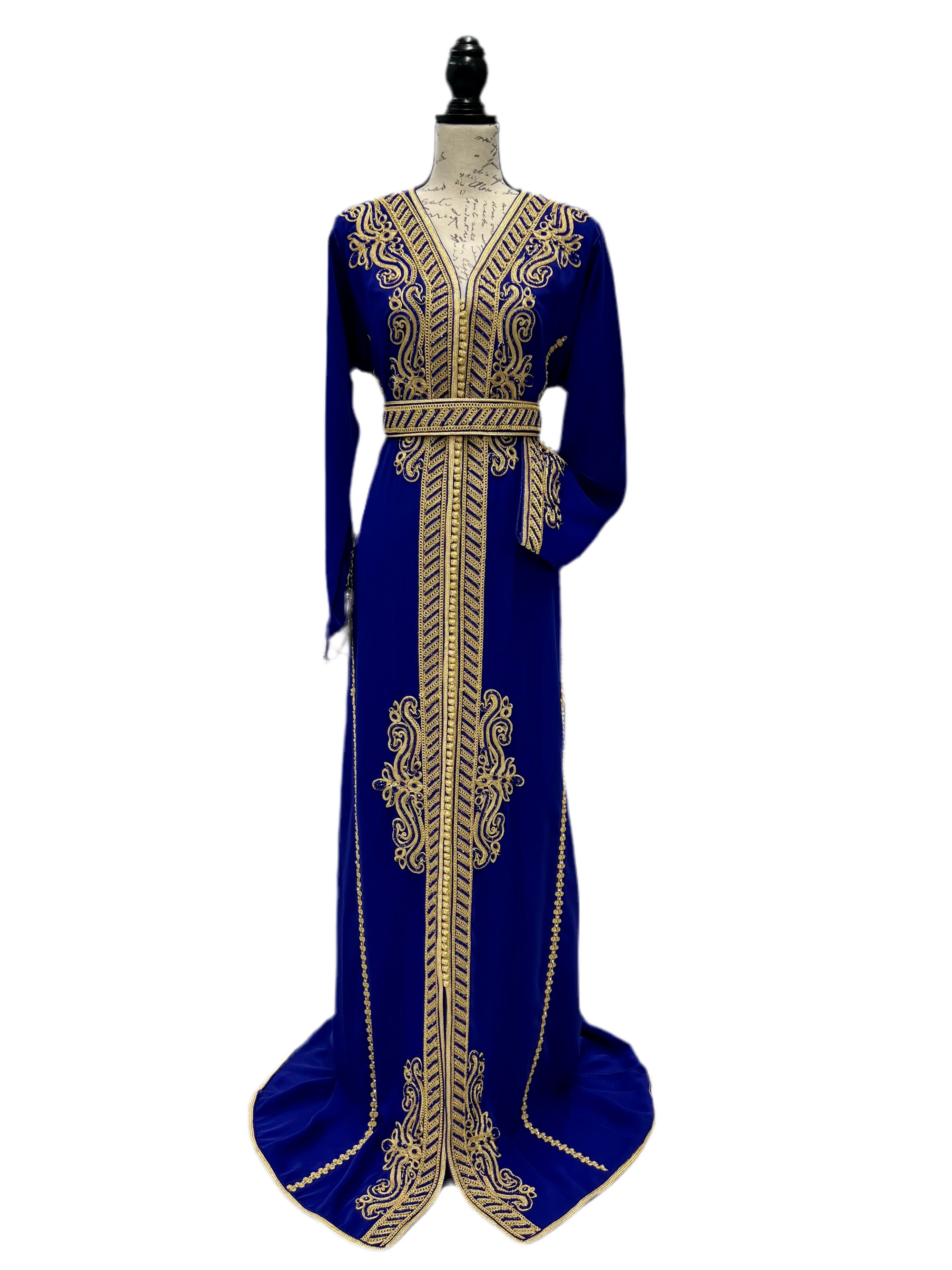 Royal Purple Caftan with Gold Embroidery – Majestic Amethyst Elegance