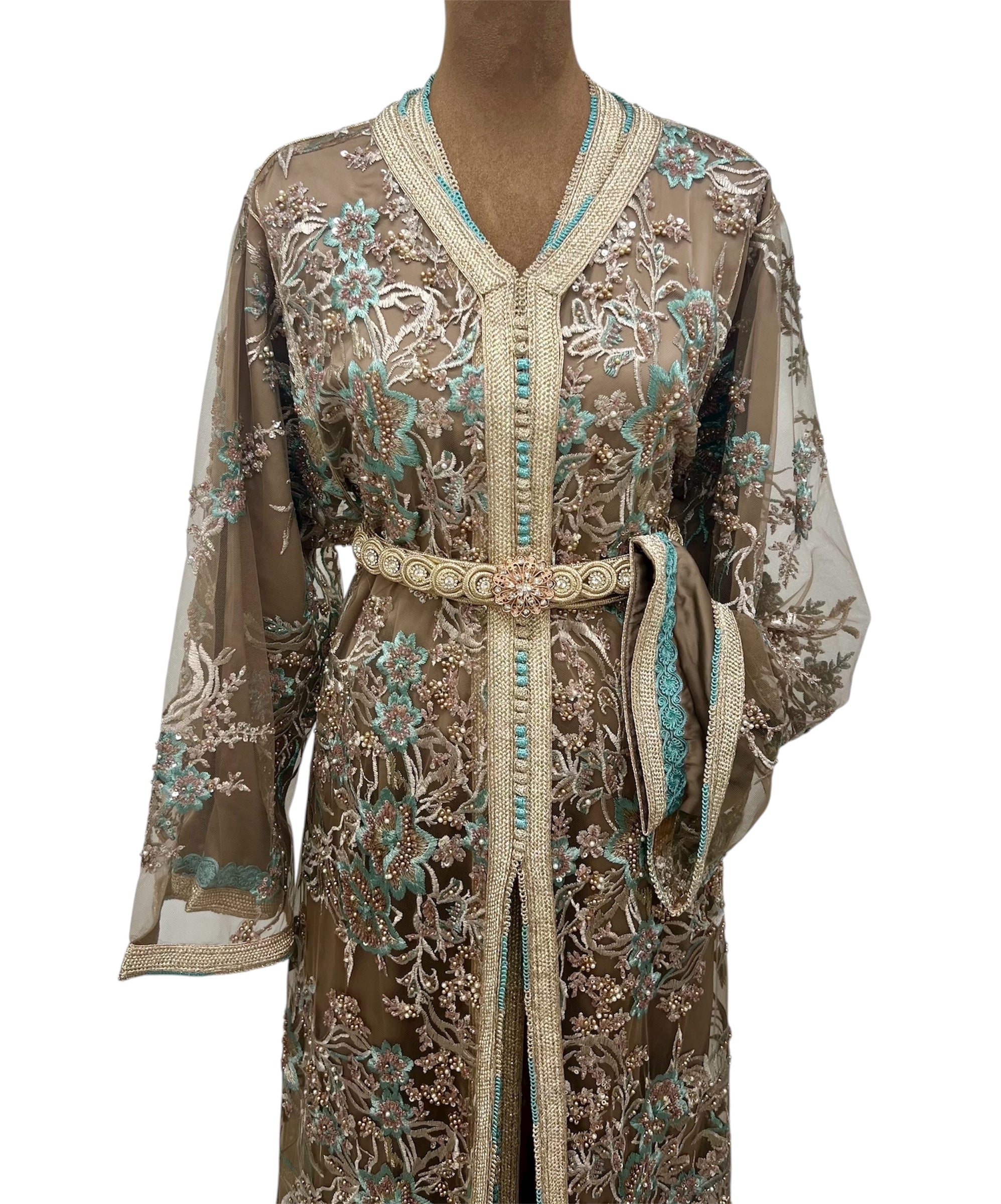 Mocha Teal Garden Caftan