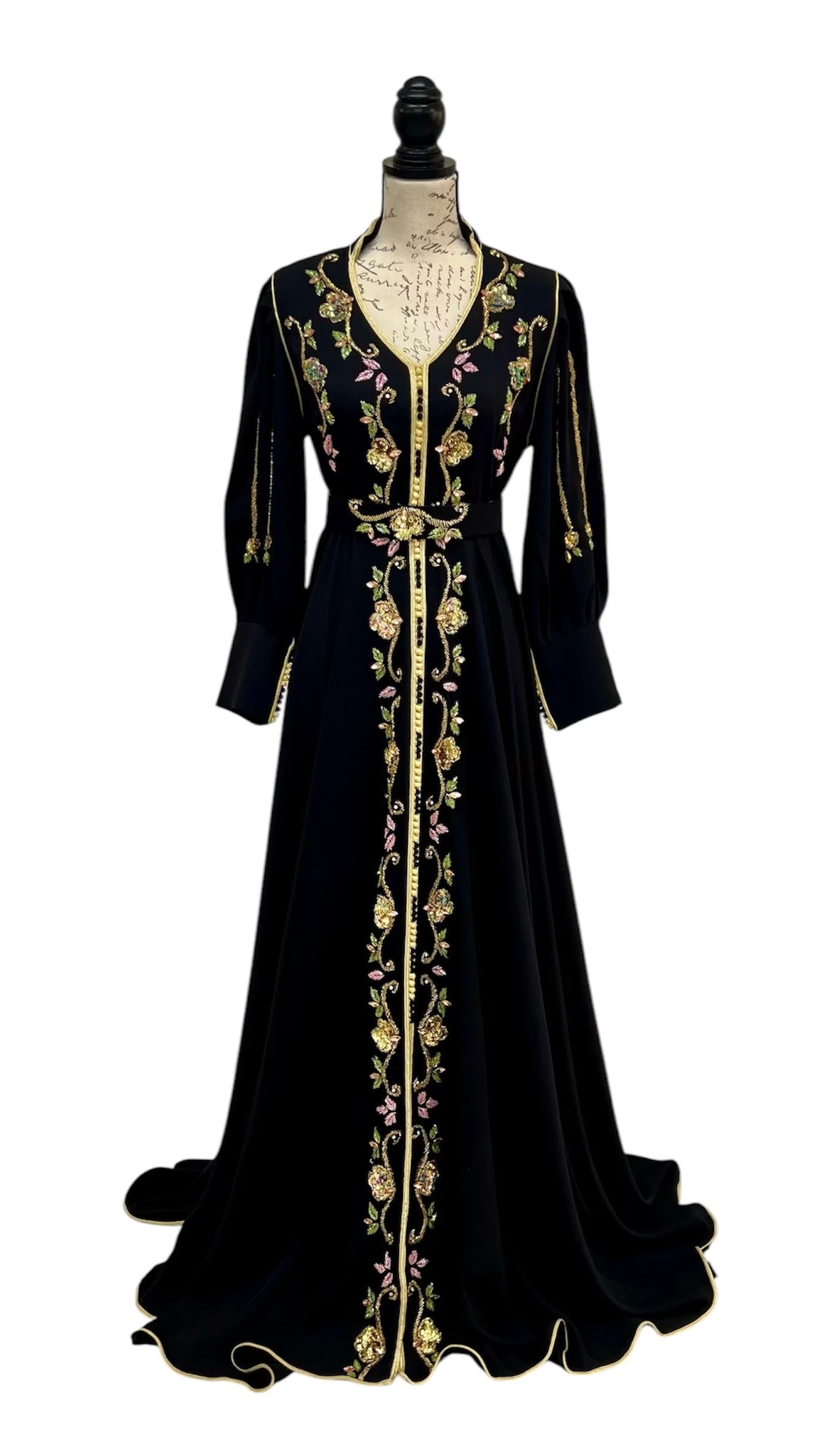 Black Moroccan Caftan with Gold Embroidery Elegant Traditional Dress Black Moroccan Caftan with Gold Embroidery Elegant Traditional Dress