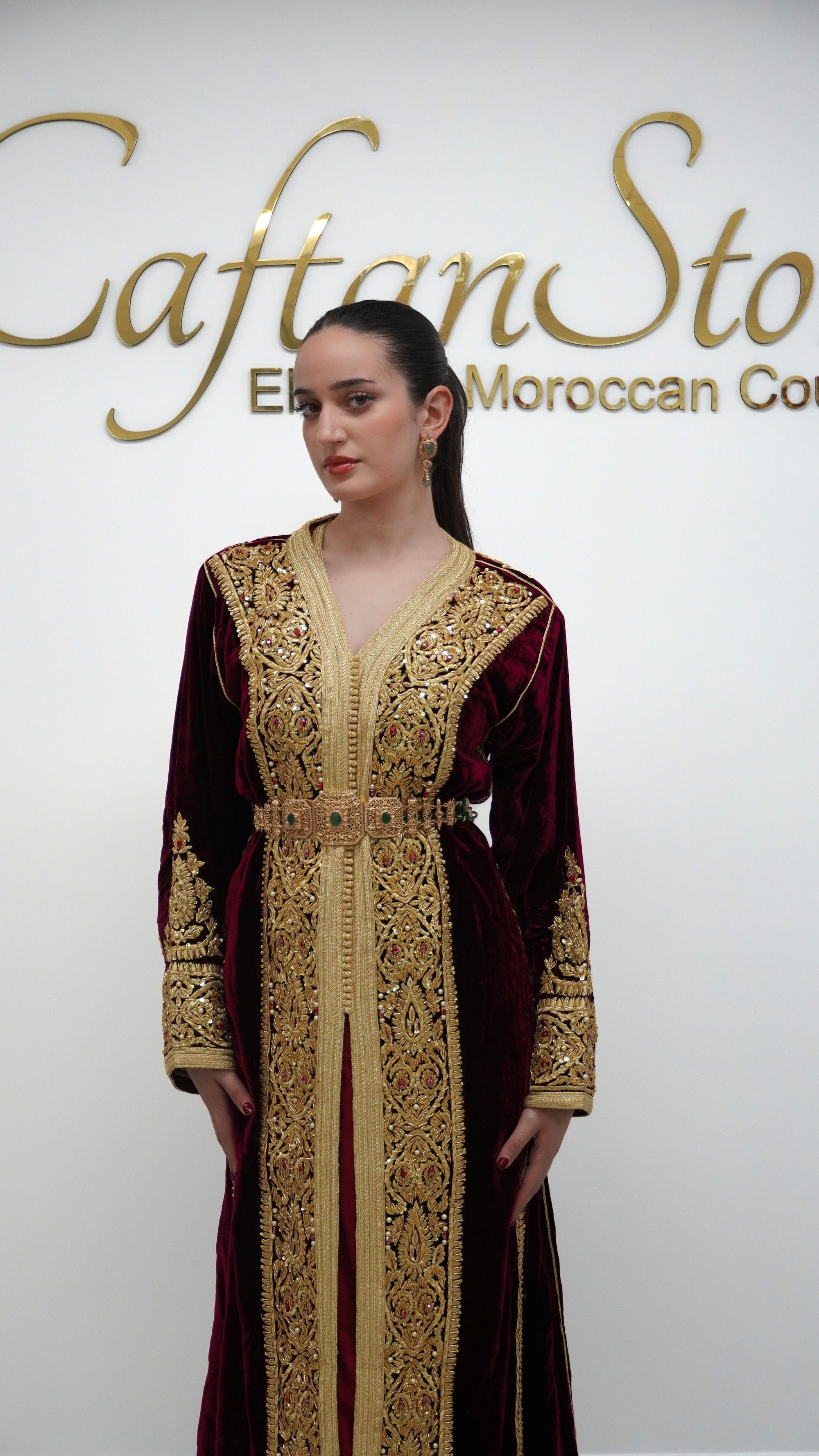 Burgundy Silk Velvet Caftan