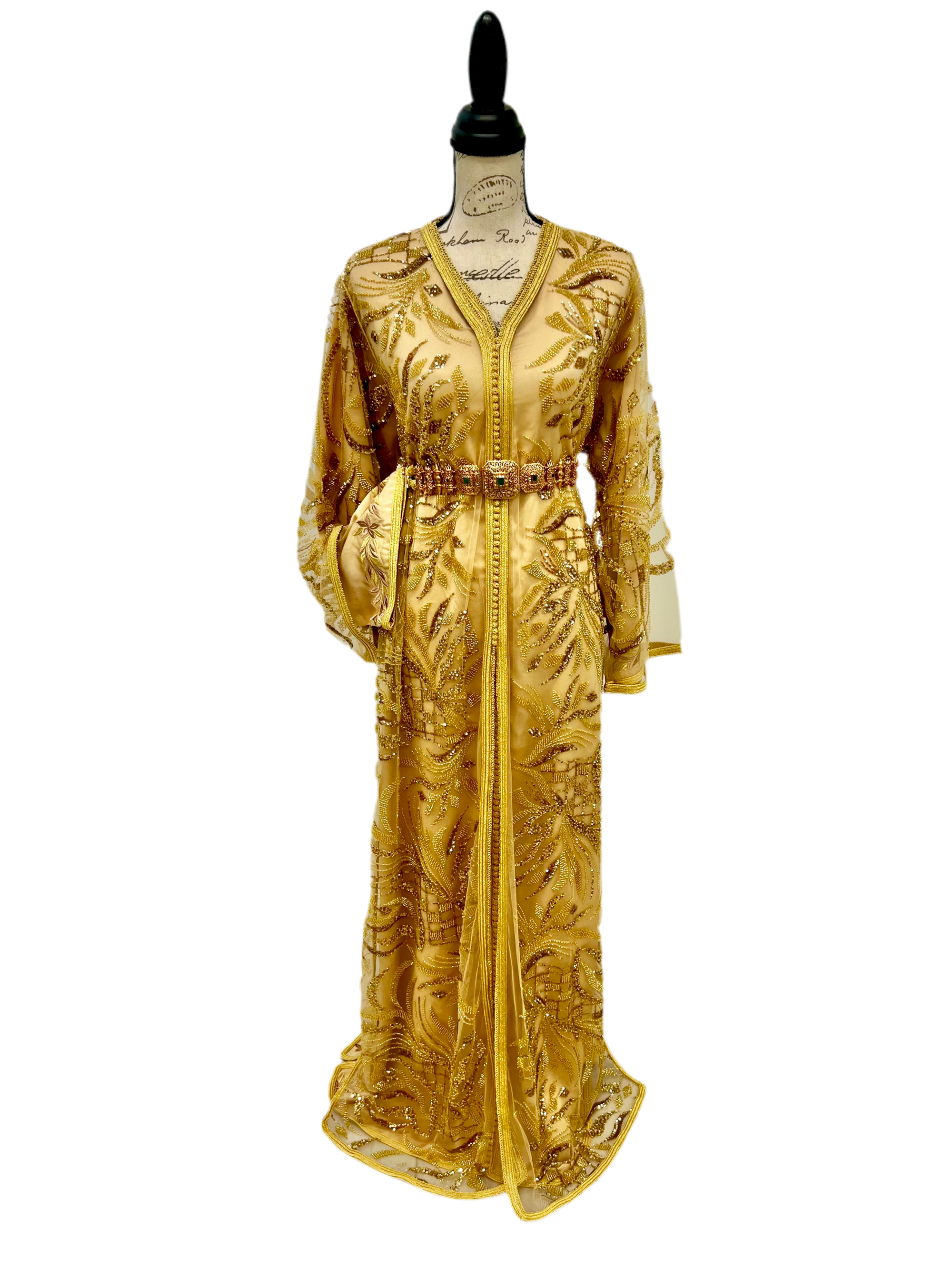 Golden Radiance Caftan Petite-Friendly 2-Piece Set