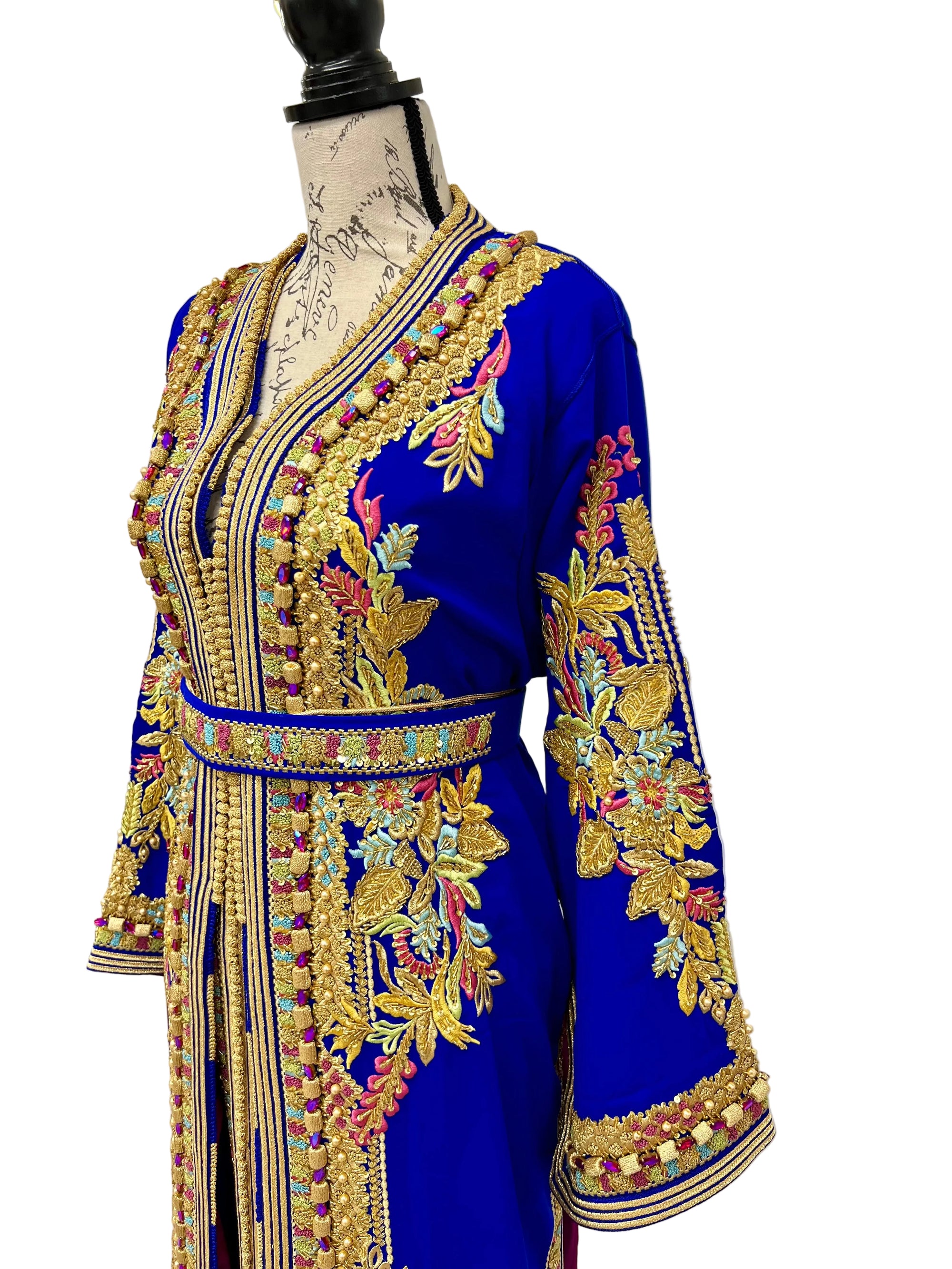 Royal Blue Regal Hand Beaded Caftan