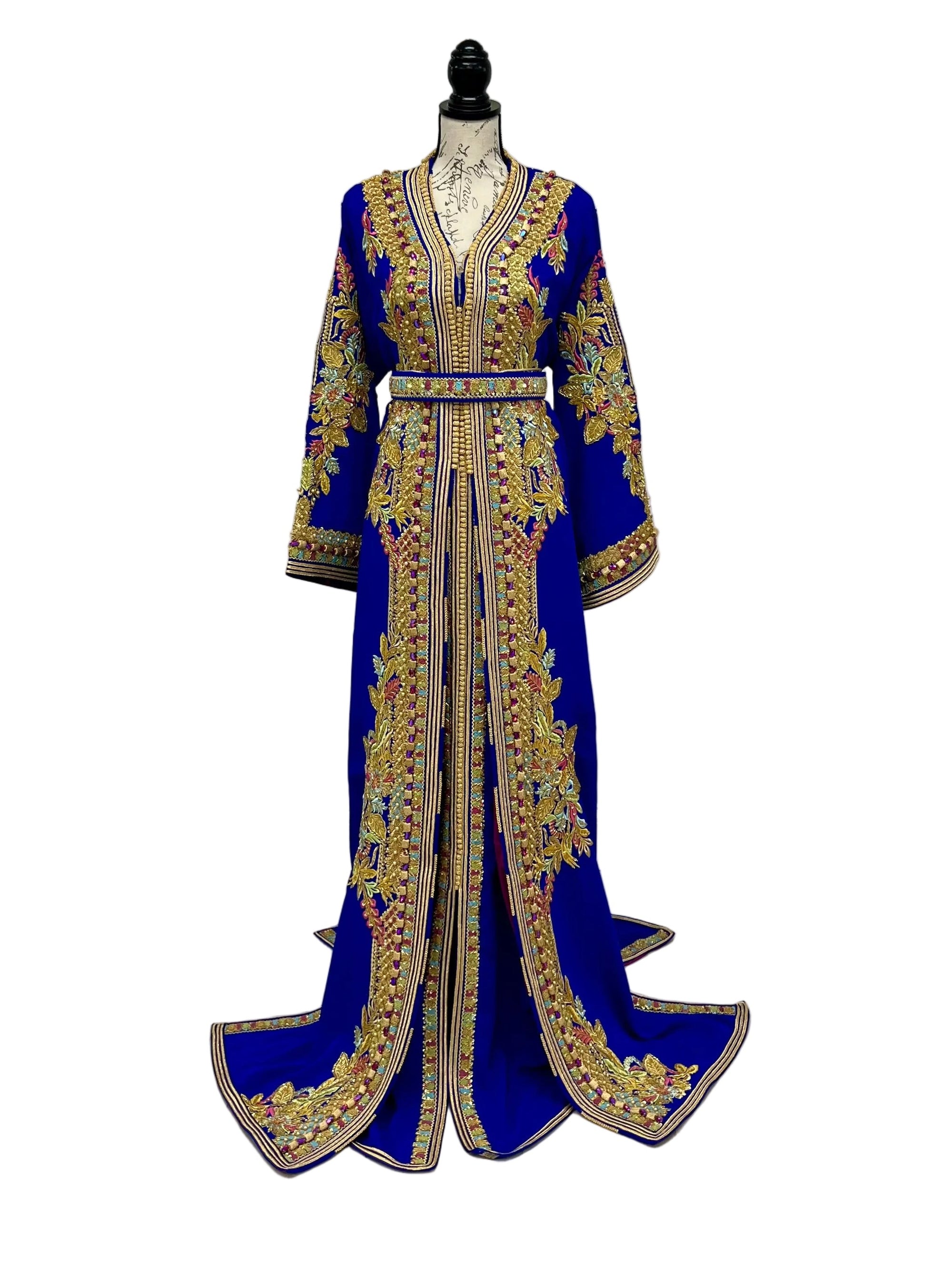 Royal Blue Regal Hand Beaded Caftan