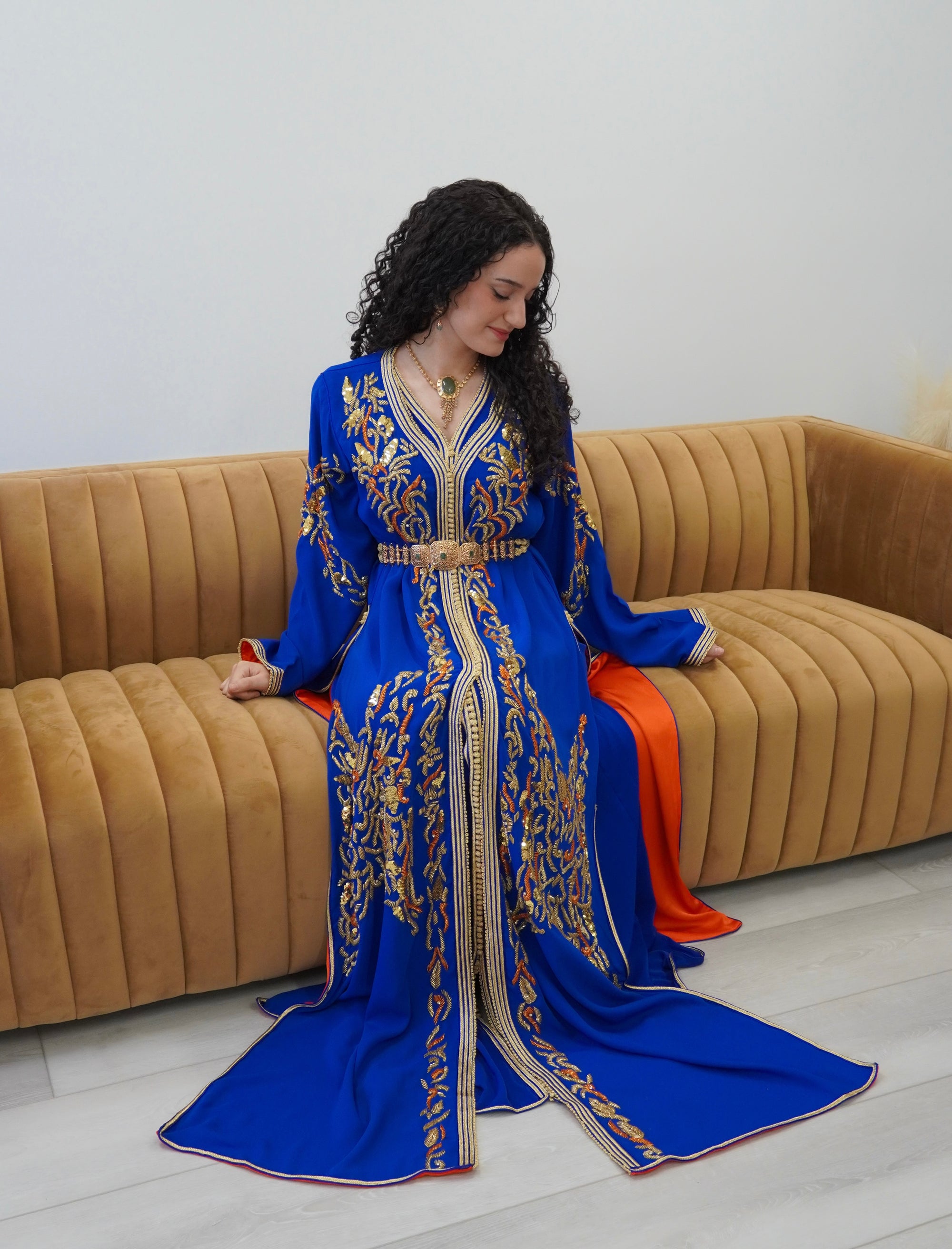 Royal Blue Beaded Caftan