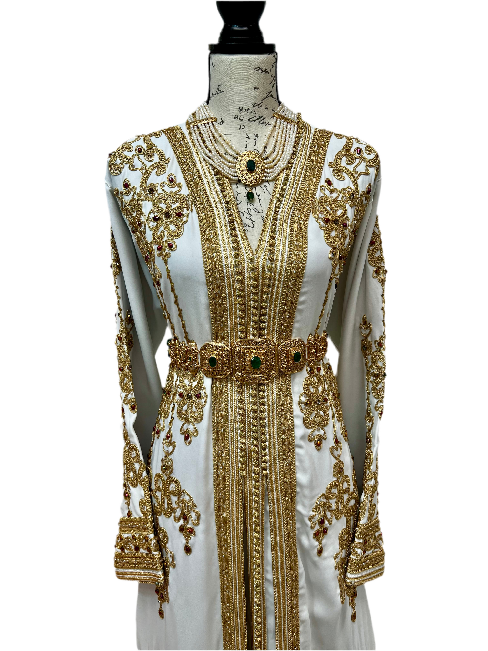 Royal Radiance – White & Gold Bridal Caftan