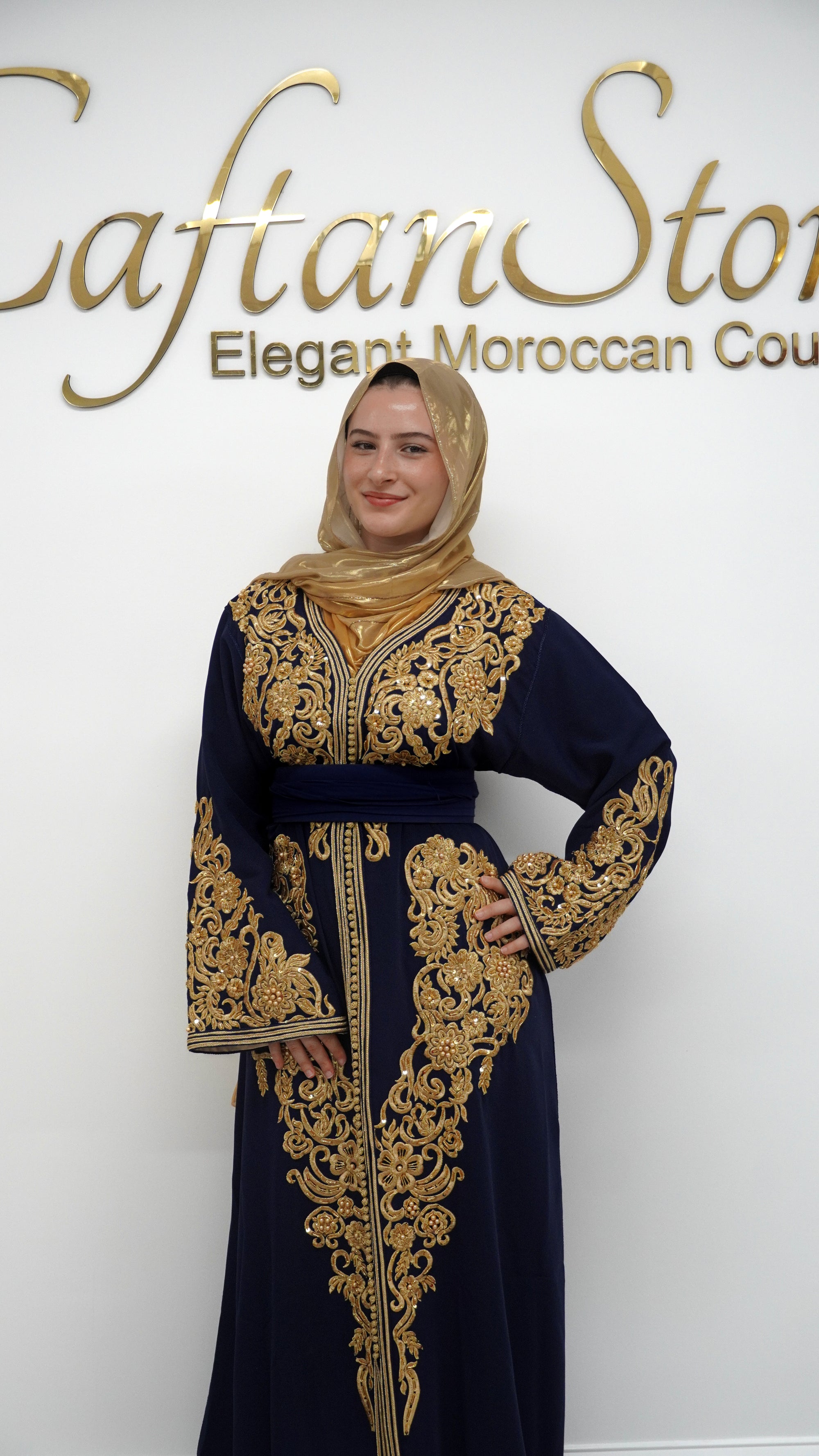 Simply Regal Navy Beaded Caftan