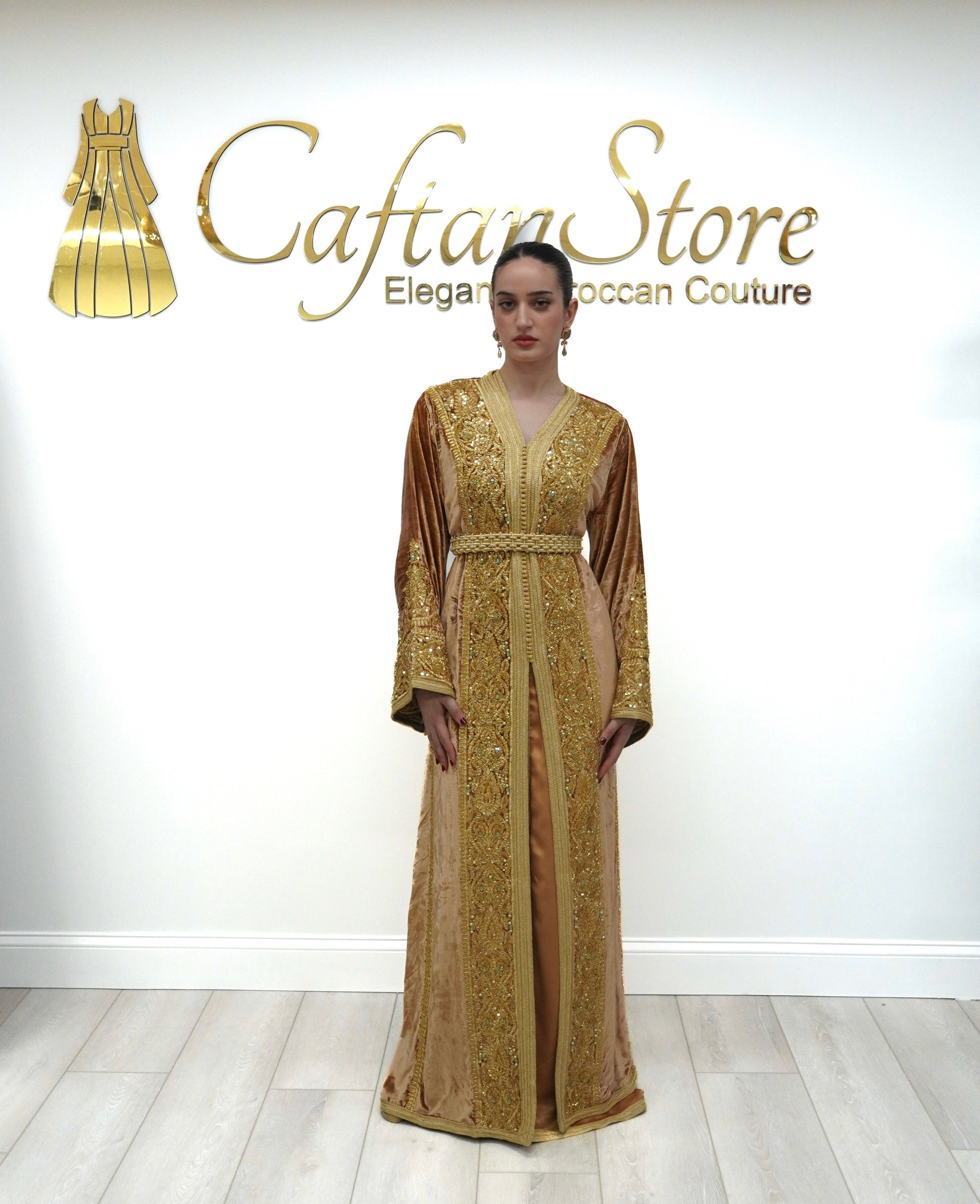 Champagne Gold Silk Velvet Caftan
