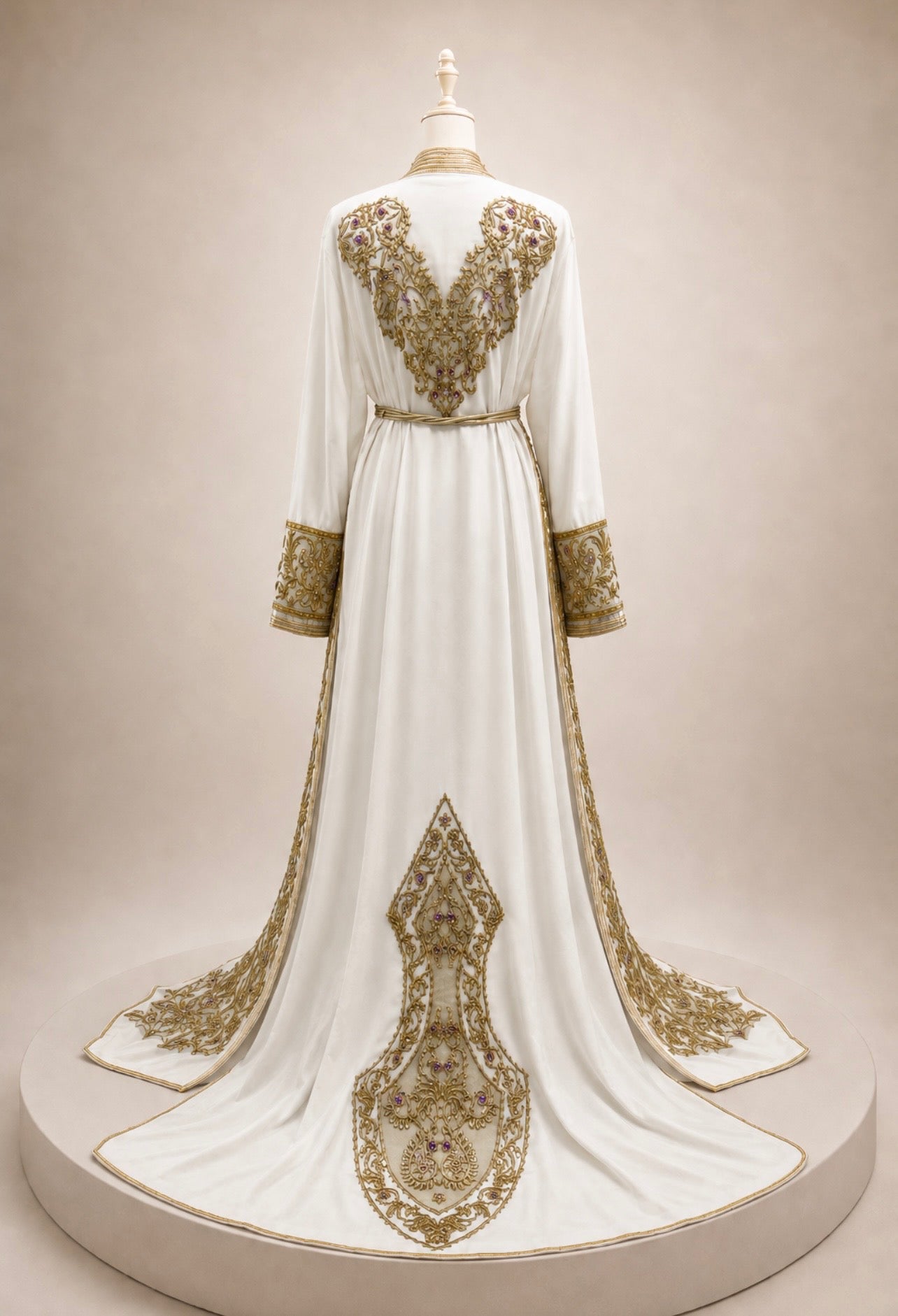 Königliche Ausstrahlung – Brautkaftan in Weiß & Gold