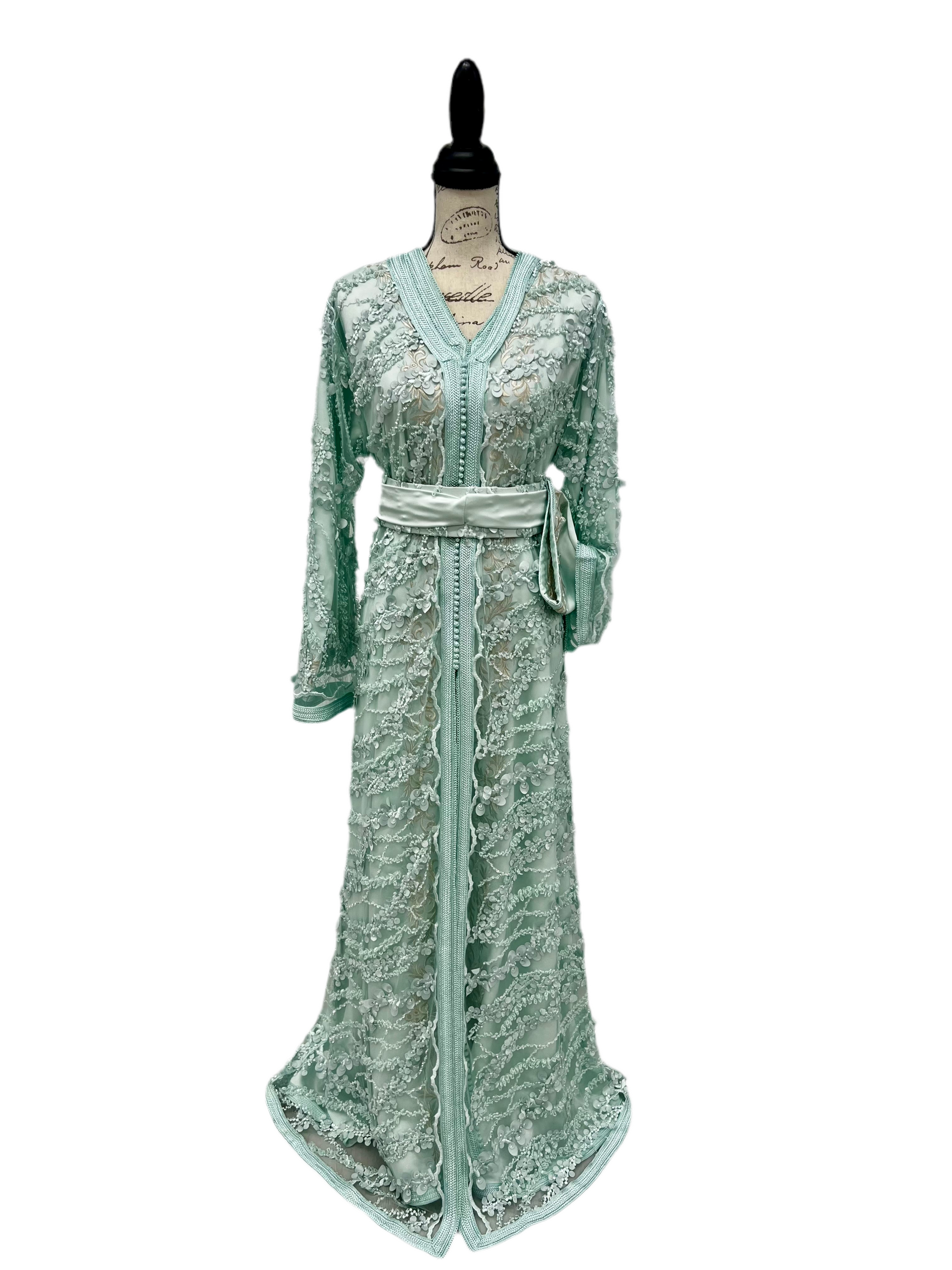 Mint Elegance – Handmade 2-Piece Tulle & Silk Drape