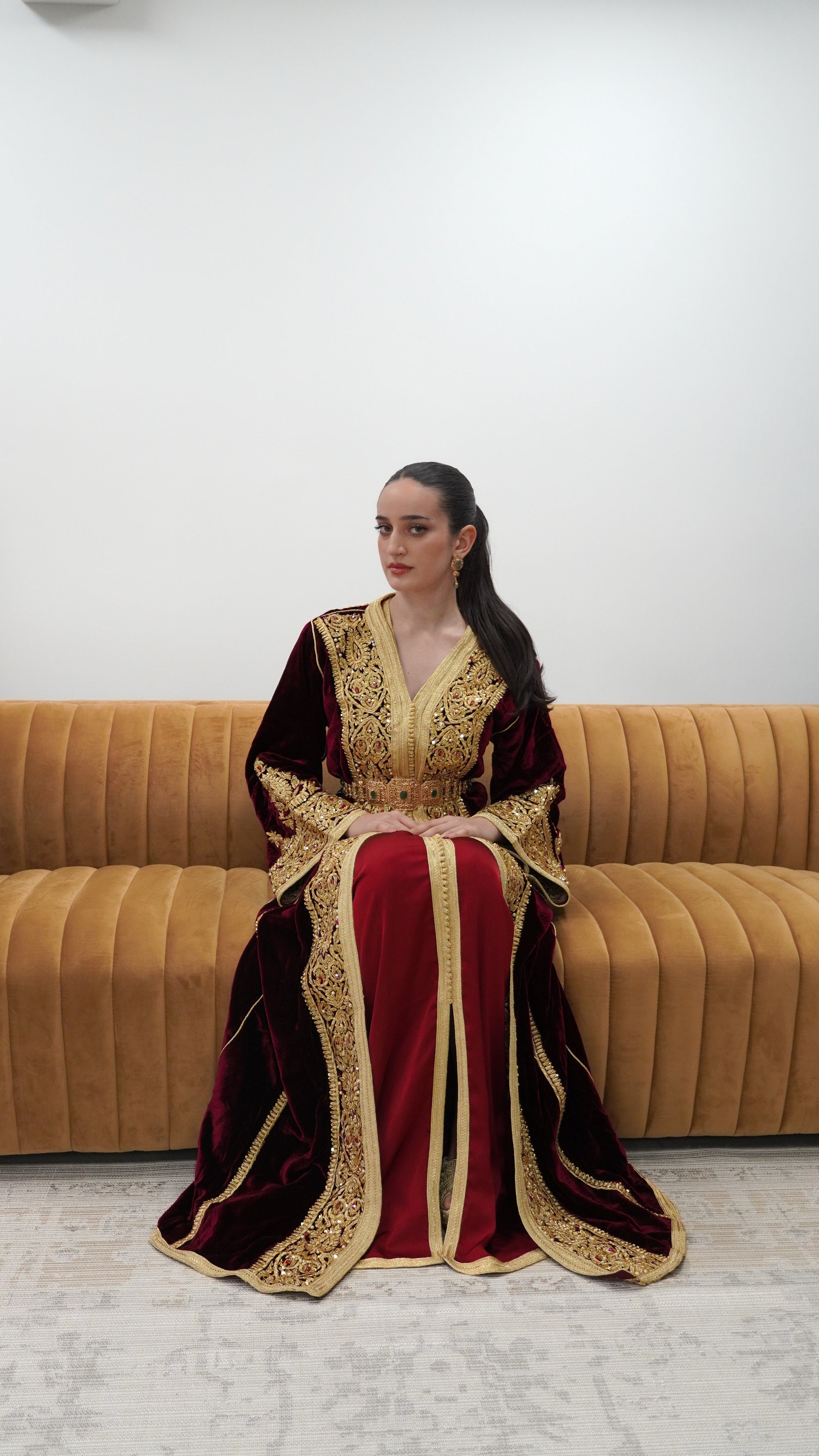 Burgundy Silk Velvet Caftan