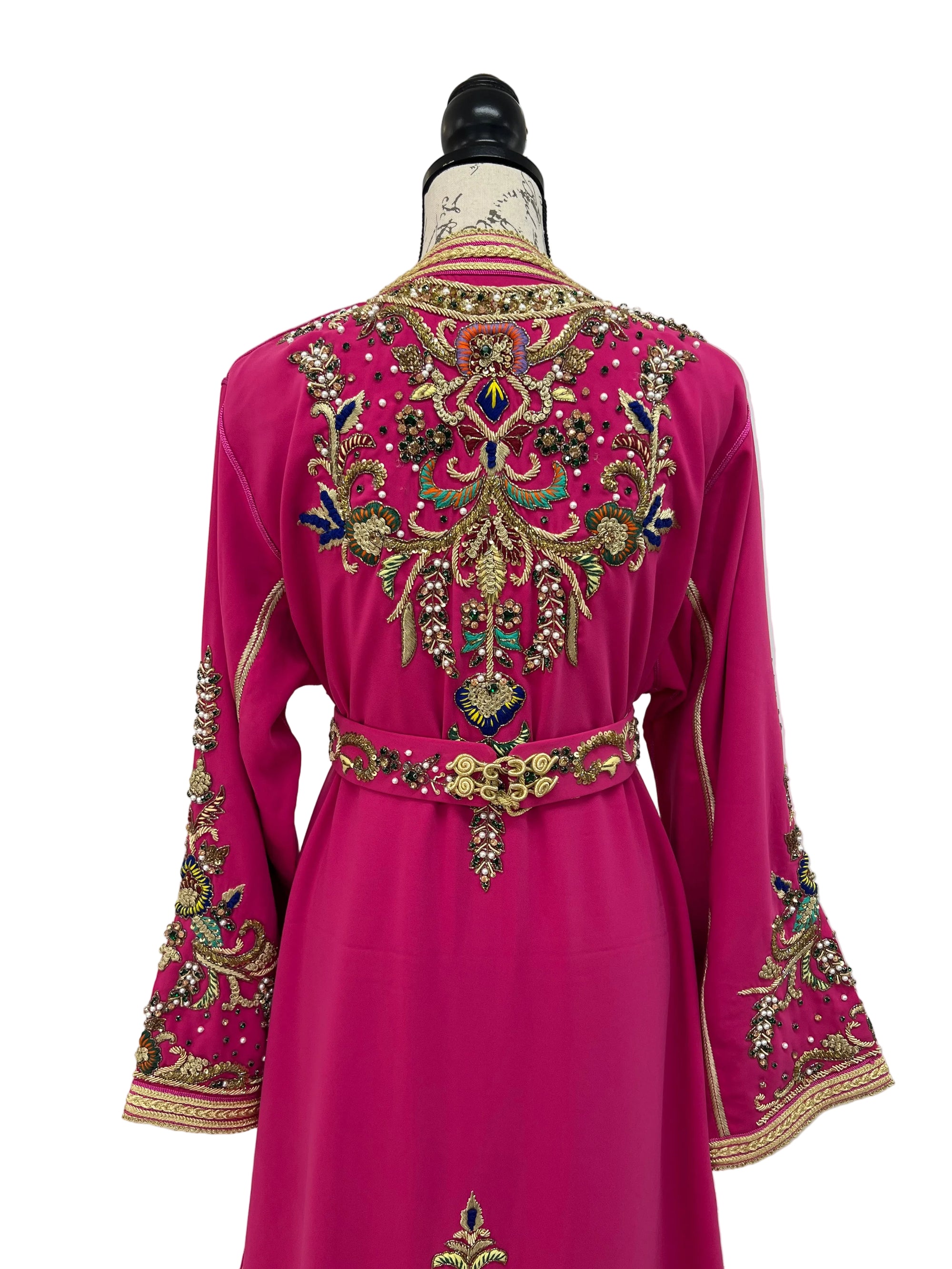 Moroccan Wedding Dress –  Two piece with Gold Embroidery Train