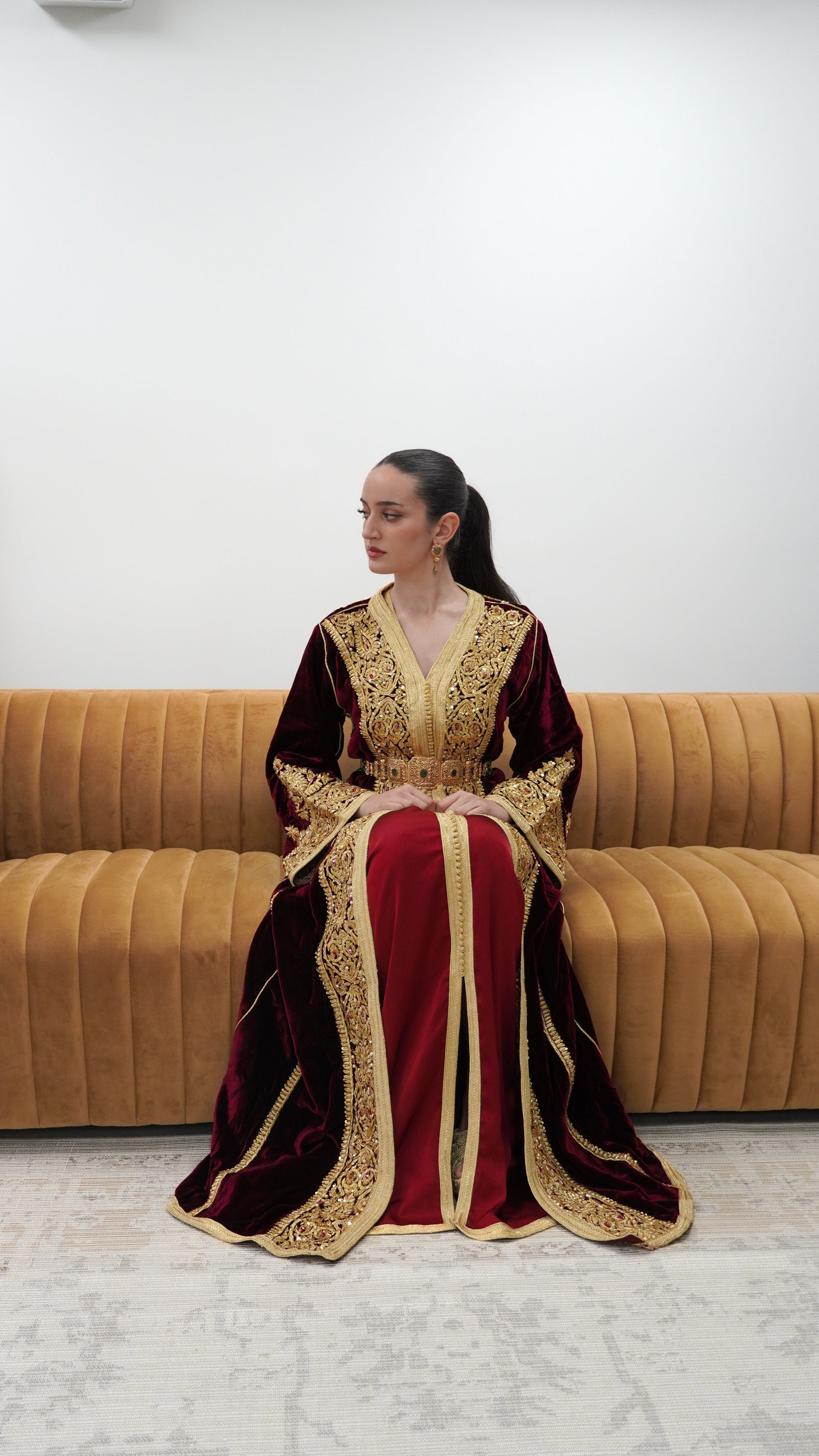Burgundy Silk Velvet Caftan