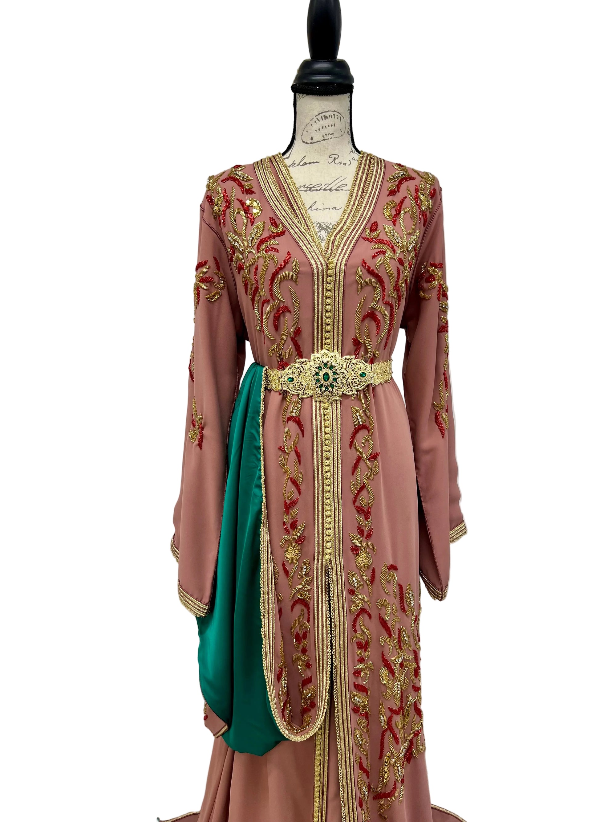 Moroccan Bridal Caftan – Hand Beaded Embroidered Formal Dress