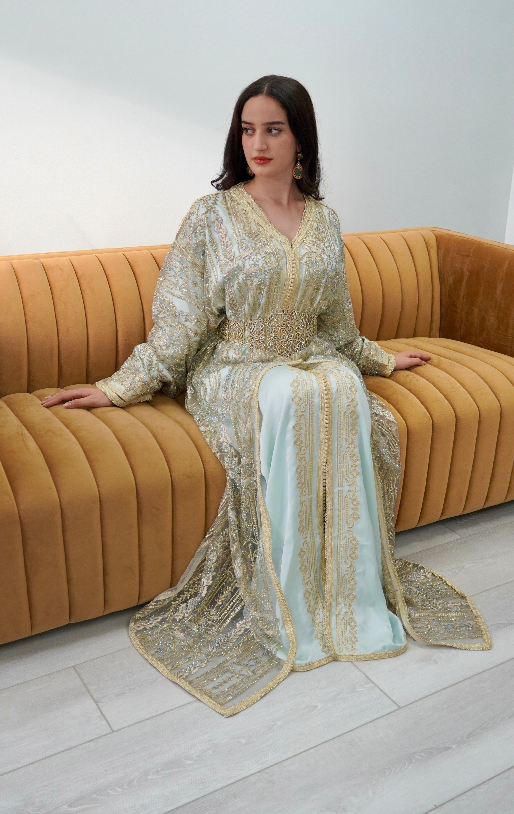 Majestic Mint Tulle Caftan