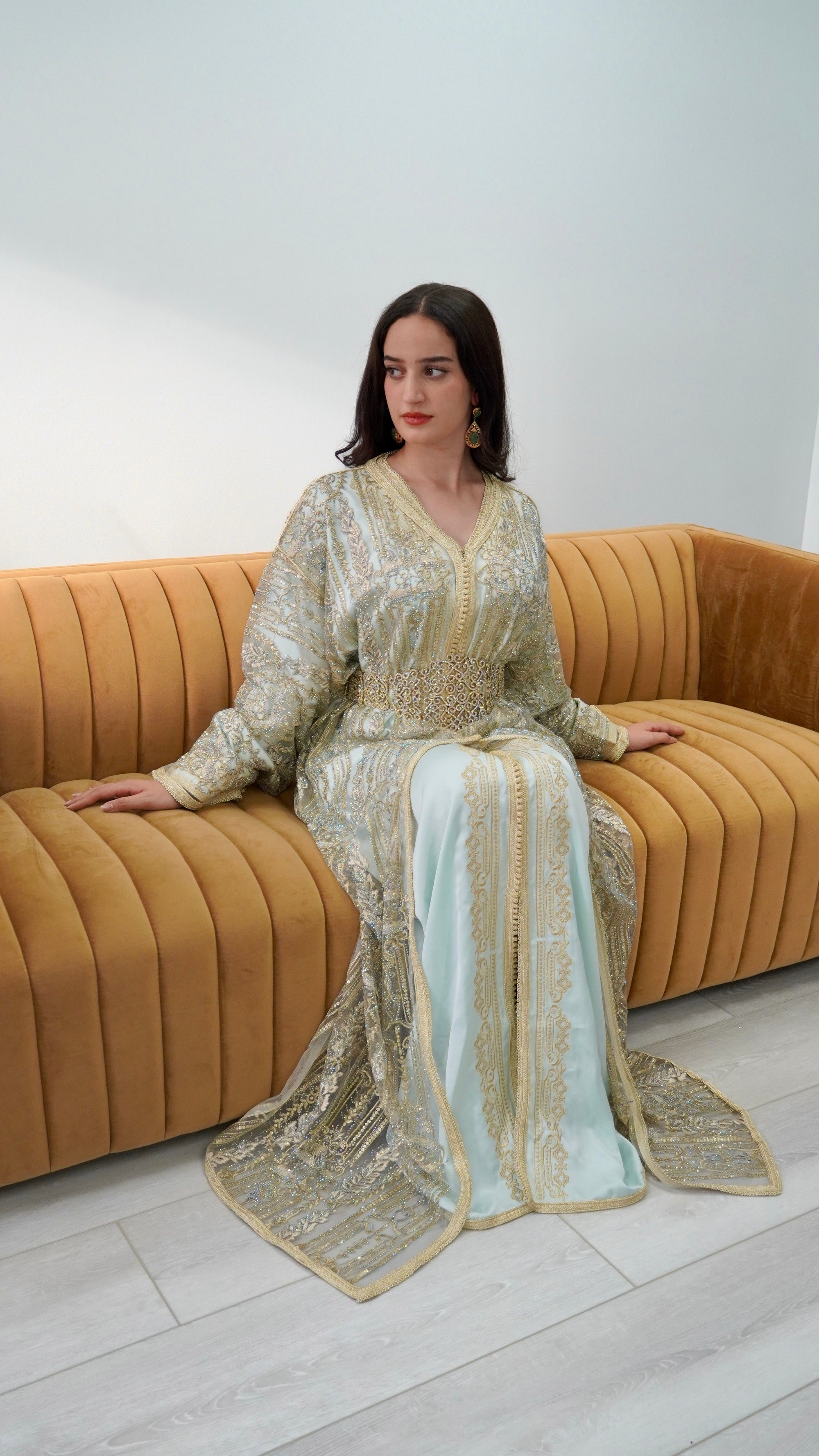 Majestic Mint Tulle Caftan